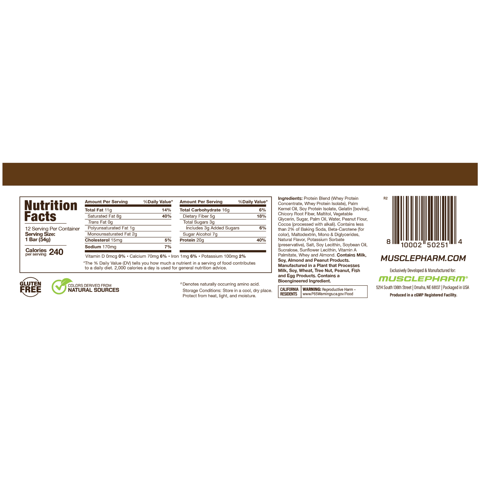 MusclePharm Combat Ready Protein Bar – Chocolate Peanut Butter Cup – 54 g — photo 2 sur 2