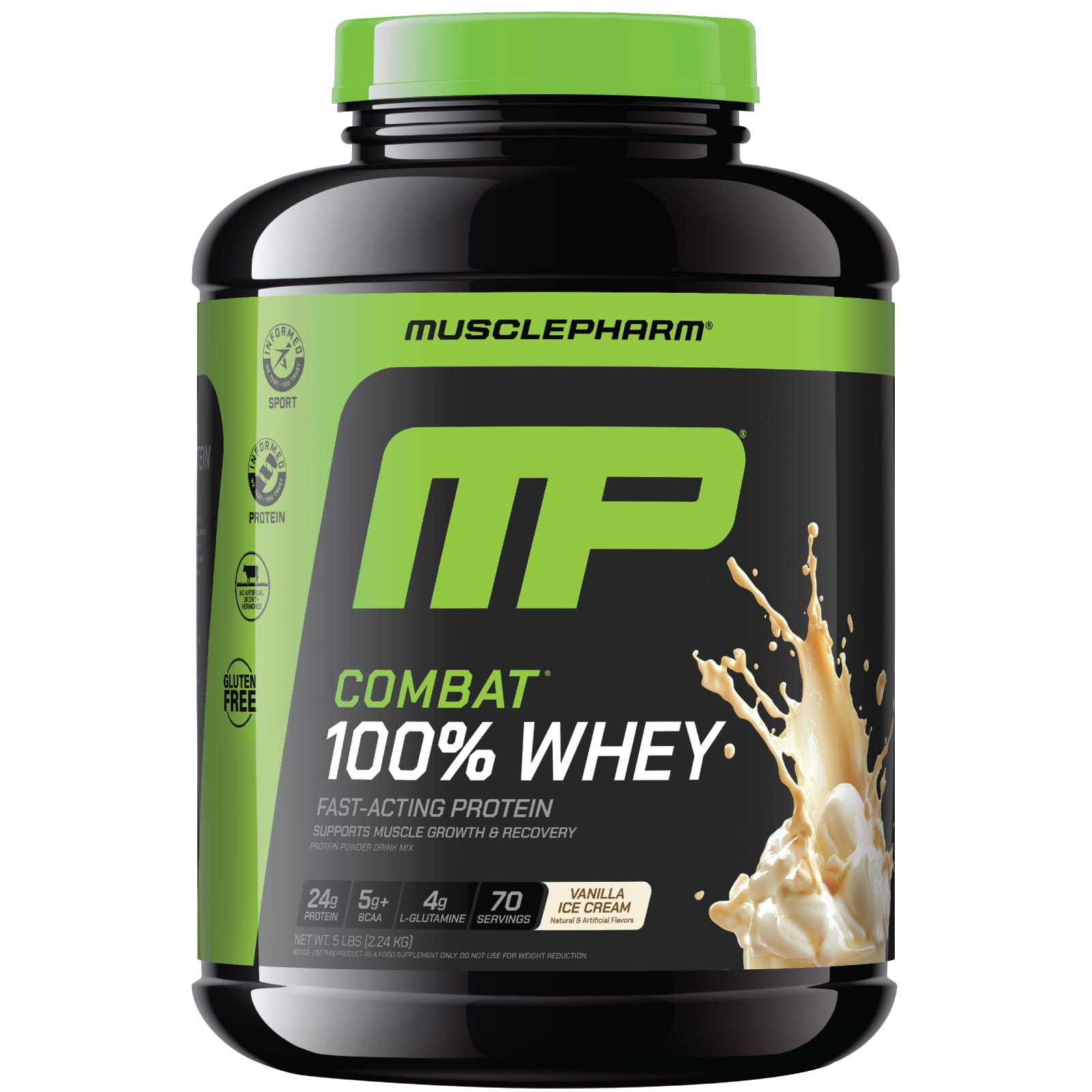 MusclePharm Combat 100% Whey Protein Powder – Vanilla Ice Cream – 2,24 kg — Tunisie
