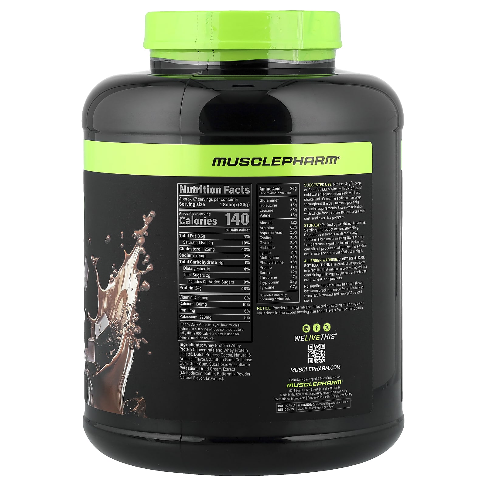 MusclePharm Combat 100% Whey Protein Powder – Chocolate Milk – 2,27 kg — photo 2 sur 2
