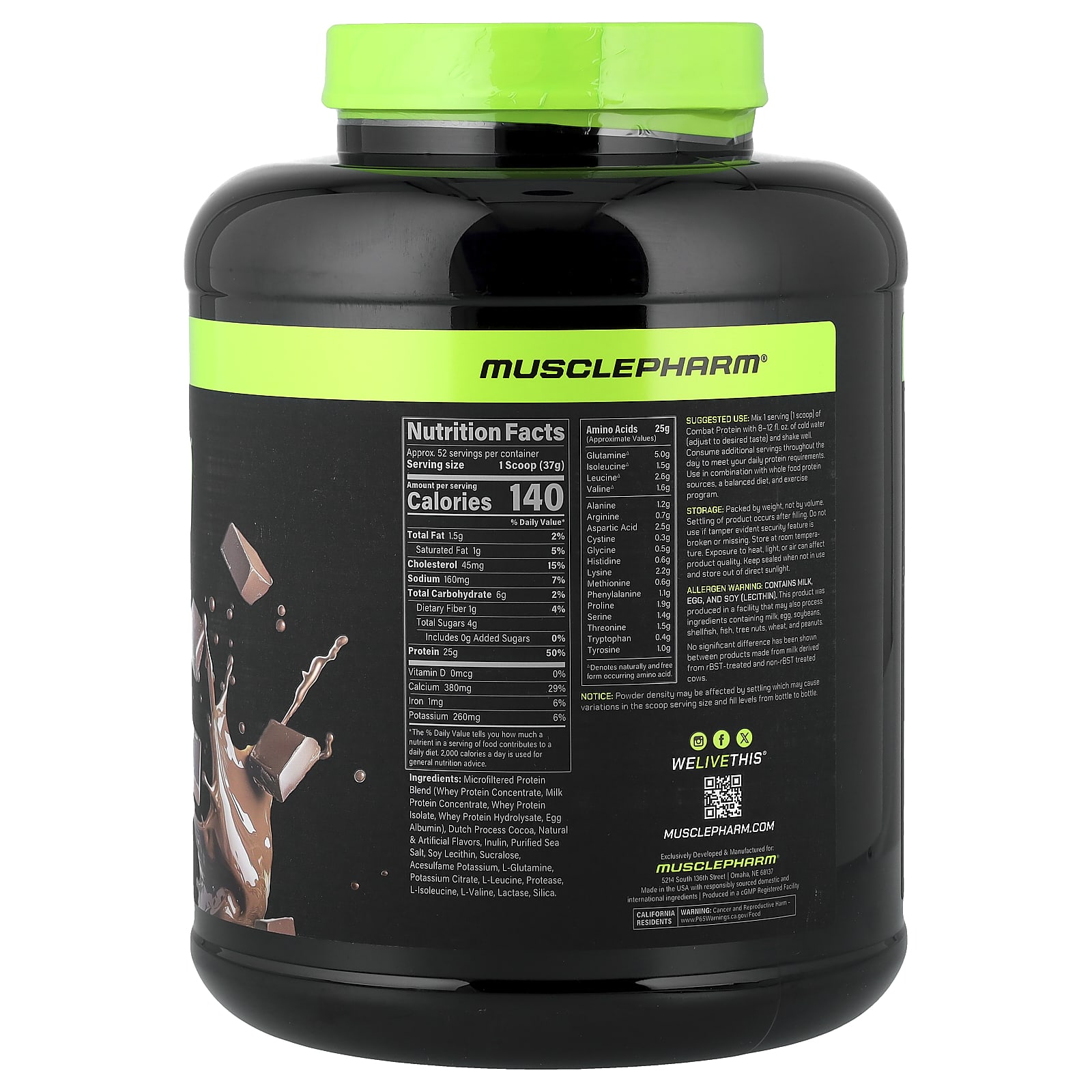 MusclePharm Combat Protein Powder – Chocolate Milk – 1,9 kg — photo 2 sur 2