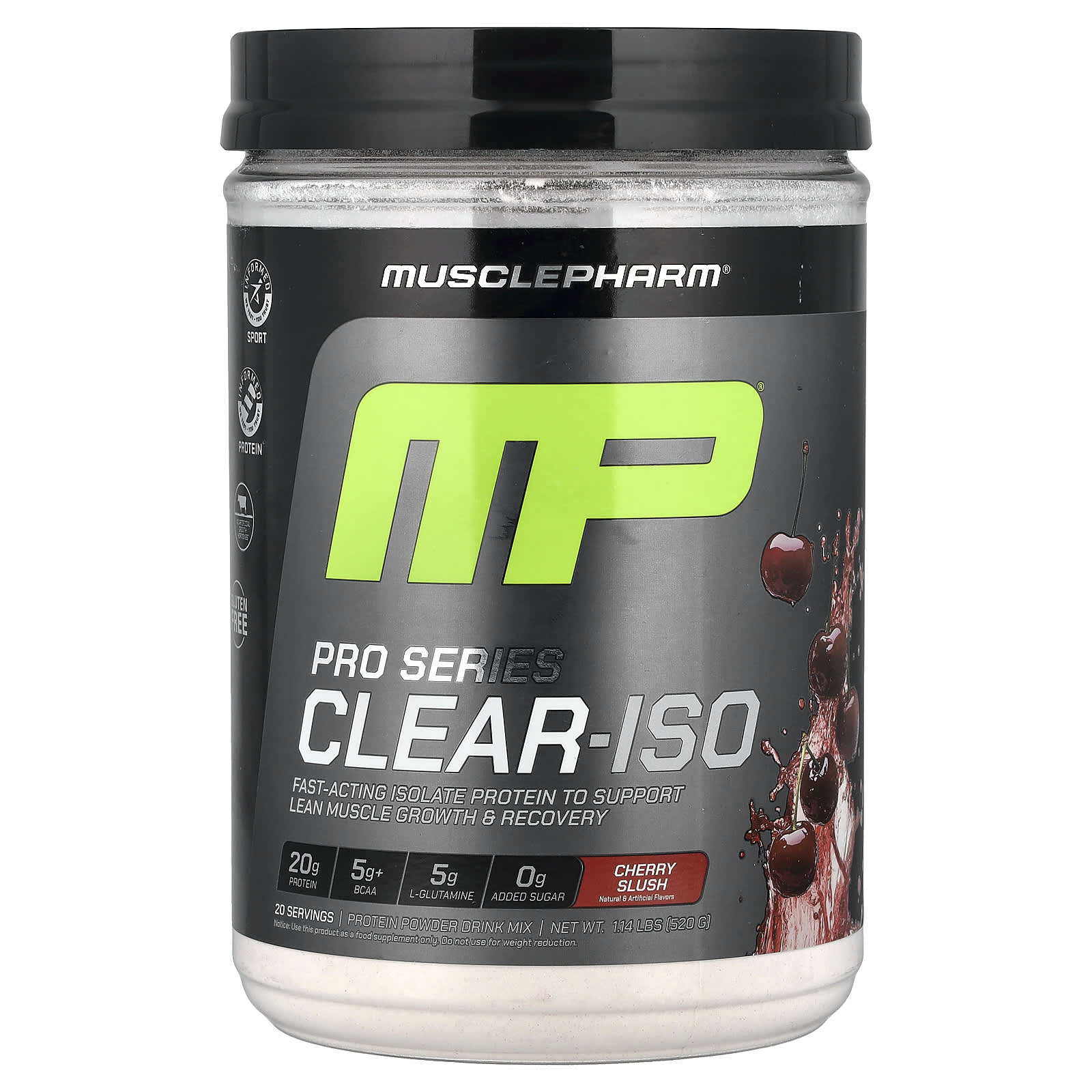 MusclePharm Pro Series Clear-ISO, Protein Powder Drink Mix – Cherry Slush – 1,14 lb — Tunisie