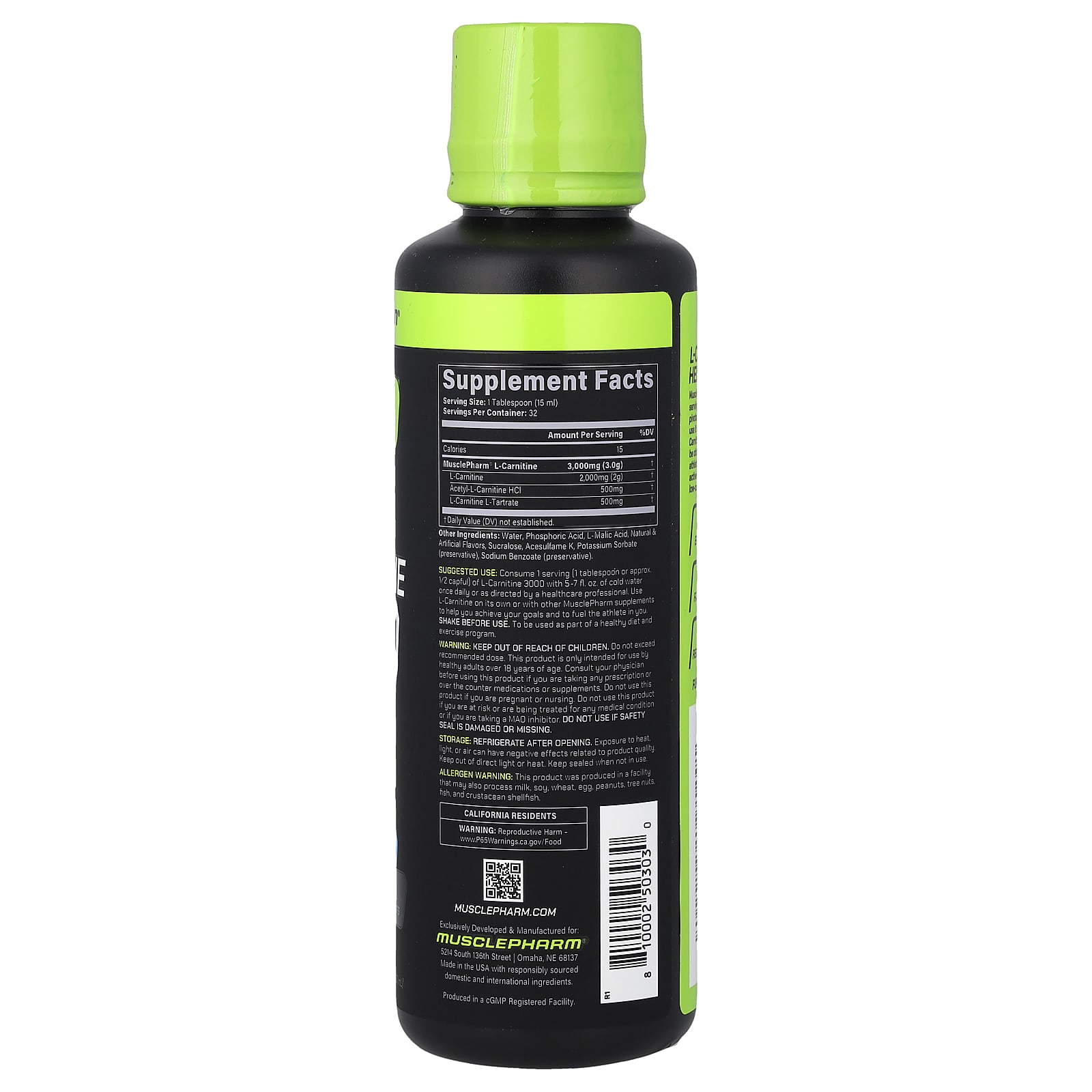MusclePharm Select L-Carnitine 3000 – Blue Raspberry – 480 ml — photo 2 sur 2