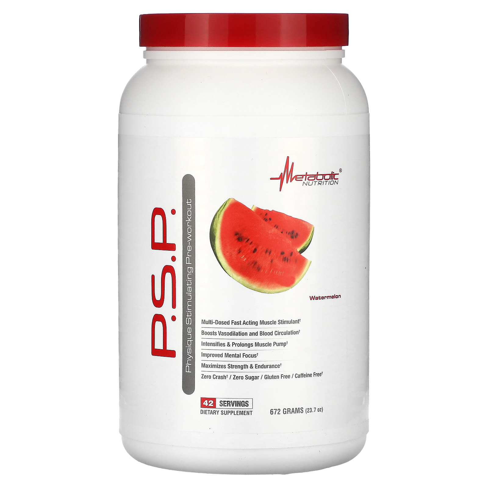 Metabolic Nutrition P.S.P. Physique Stimulating Pre-Workout – Watermelon – 672 g — Tunisie