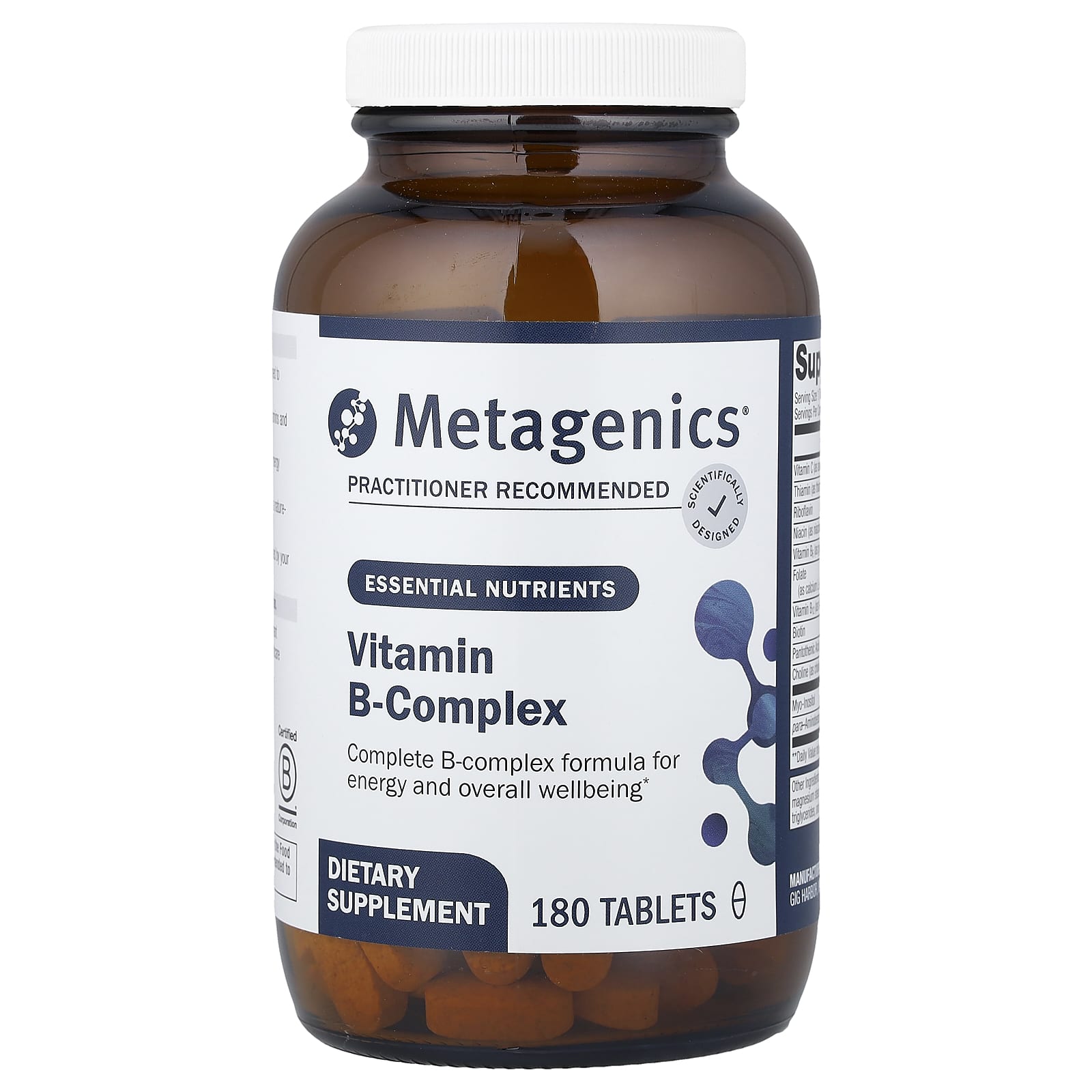 Metagenics Vitamin B-Complex – 180 comprimés — Tunisie