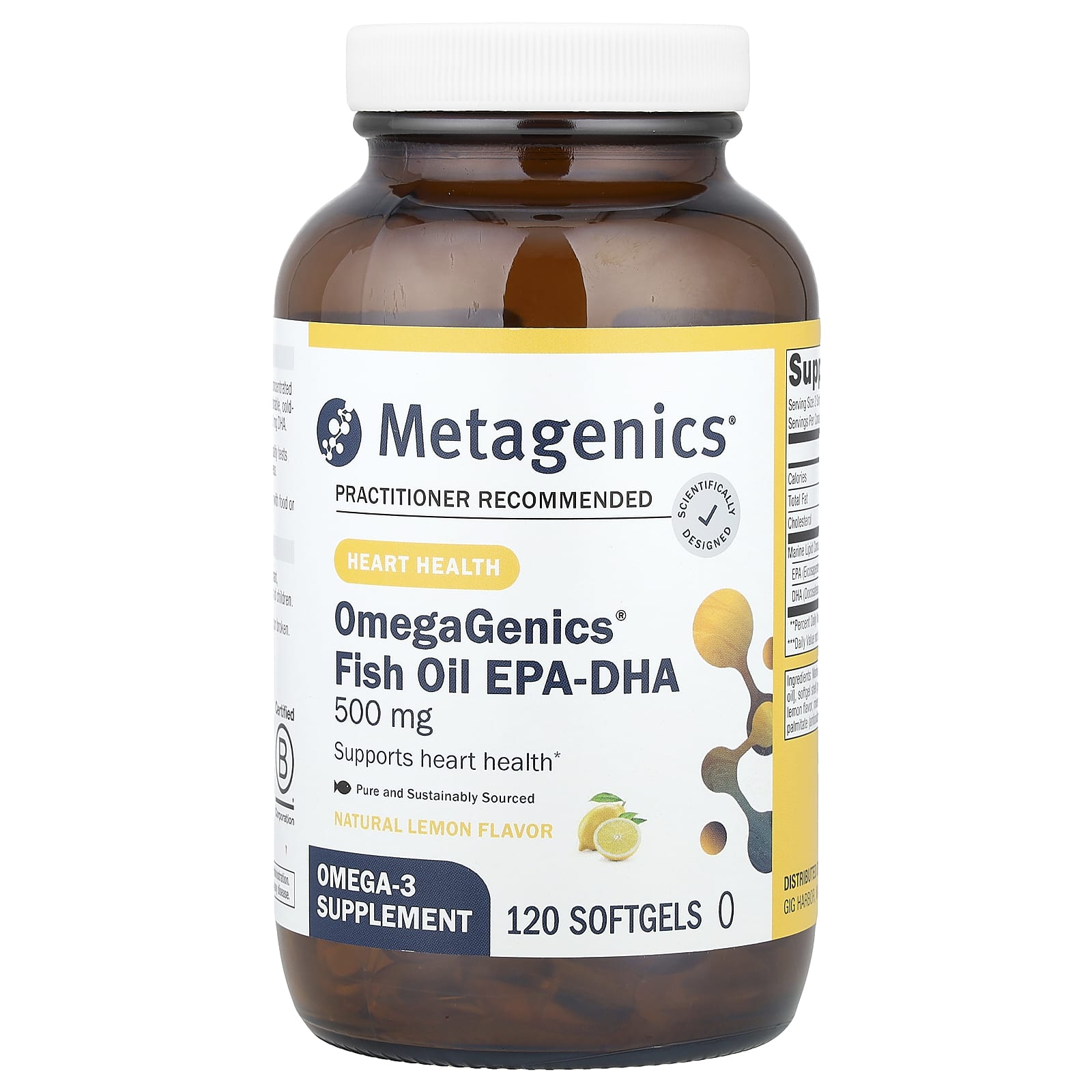 Metagenics OmegaGenics, Fish Oil EPA-DHA – Natural Lemon – 120 capsules molles — Tunisie