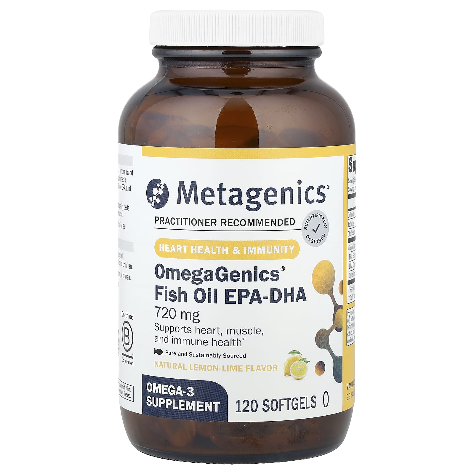 Metagenics OmegaGenics, Fish Oil EPA-DHA – Natural Lemon-Lime – 120 capsules molles — Tunisie