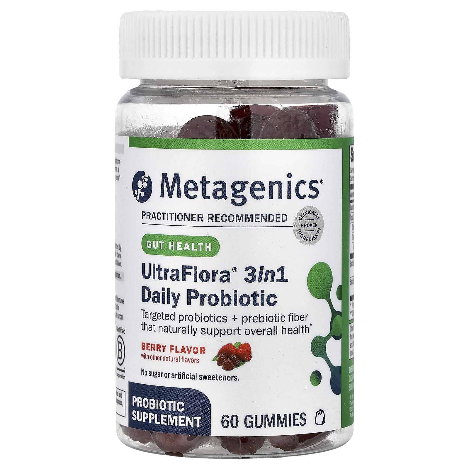 Metagenics UltraFlora 3in1 Daily Probiotic – Berry – 60 gommes — Tunisie