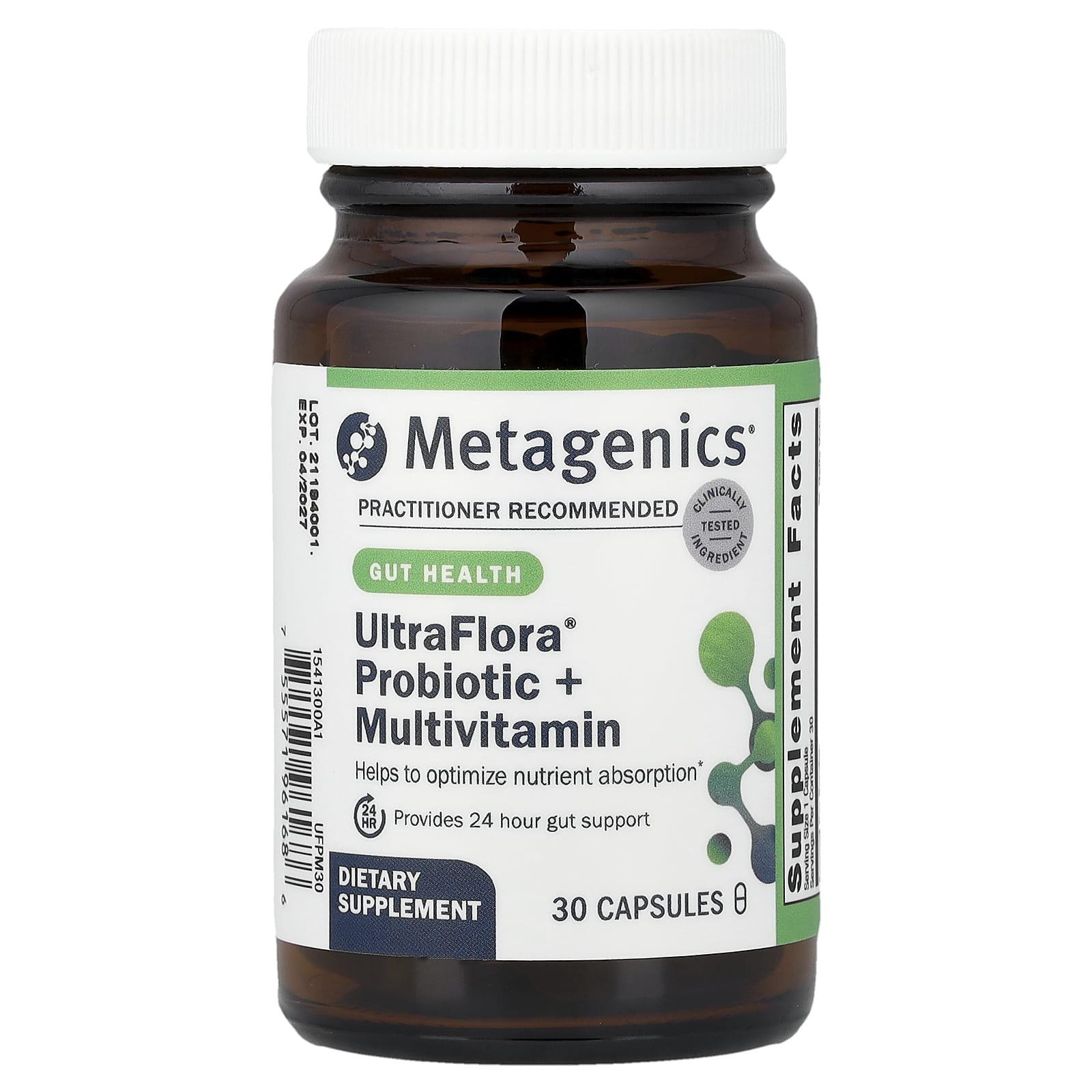 Metagenics UltraFlora, Probiotic + Multivitamin – 30 gélules — Tunisie