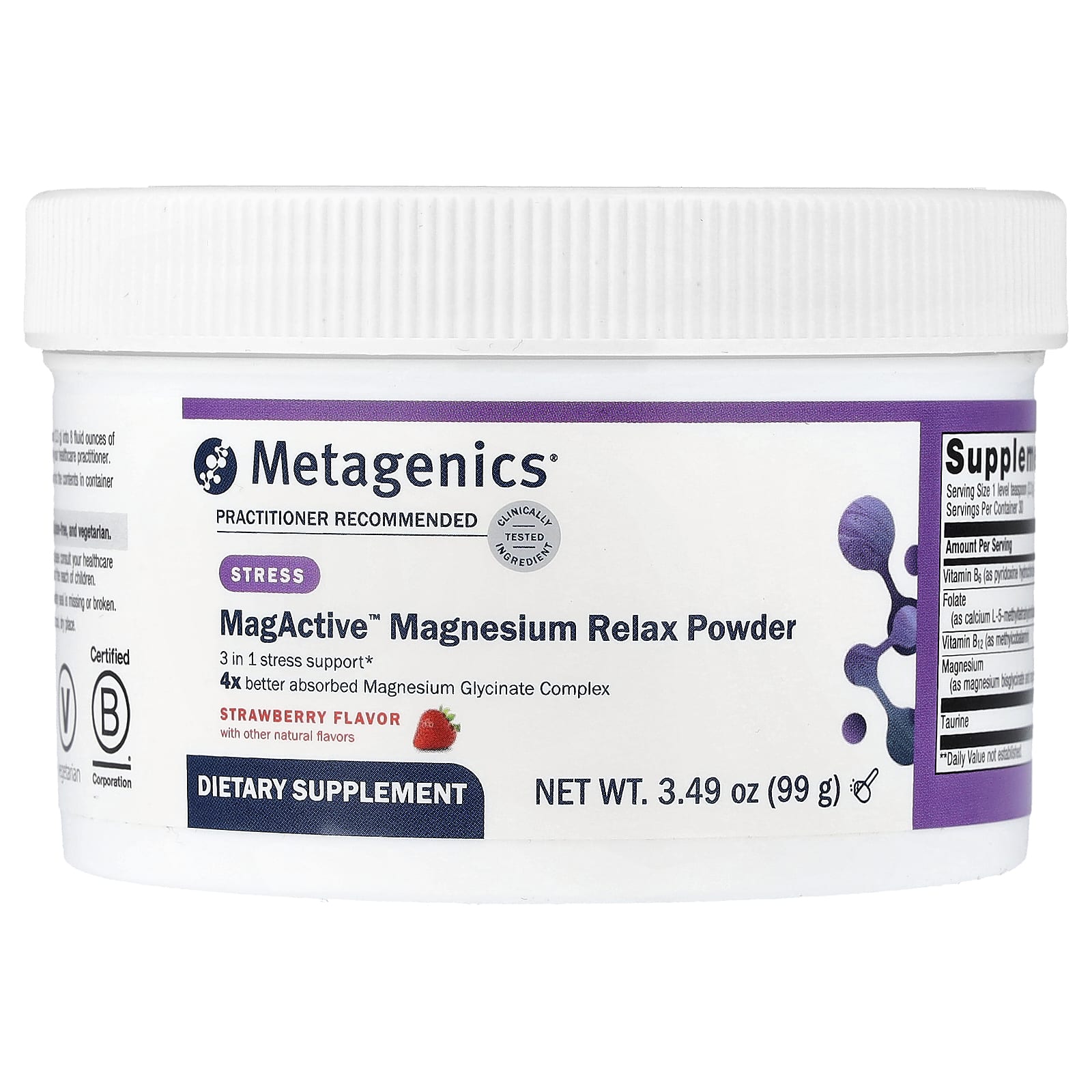 Metagenics MagActive Magnesium Relax Powder – Strawberry – 99 g — Tunisie