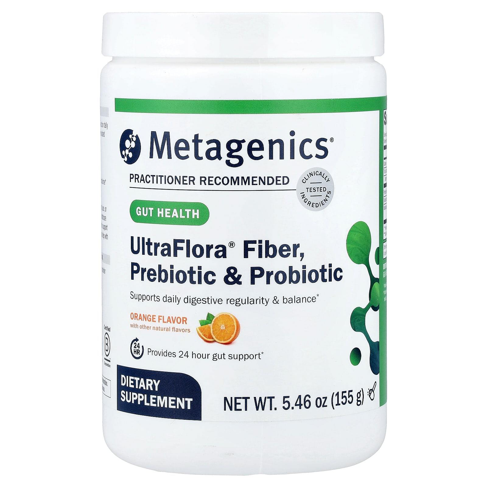 Metagenics UltraFlora Fiber, Prebiotic & Probiotic – Orange – 155 g — Tunisie