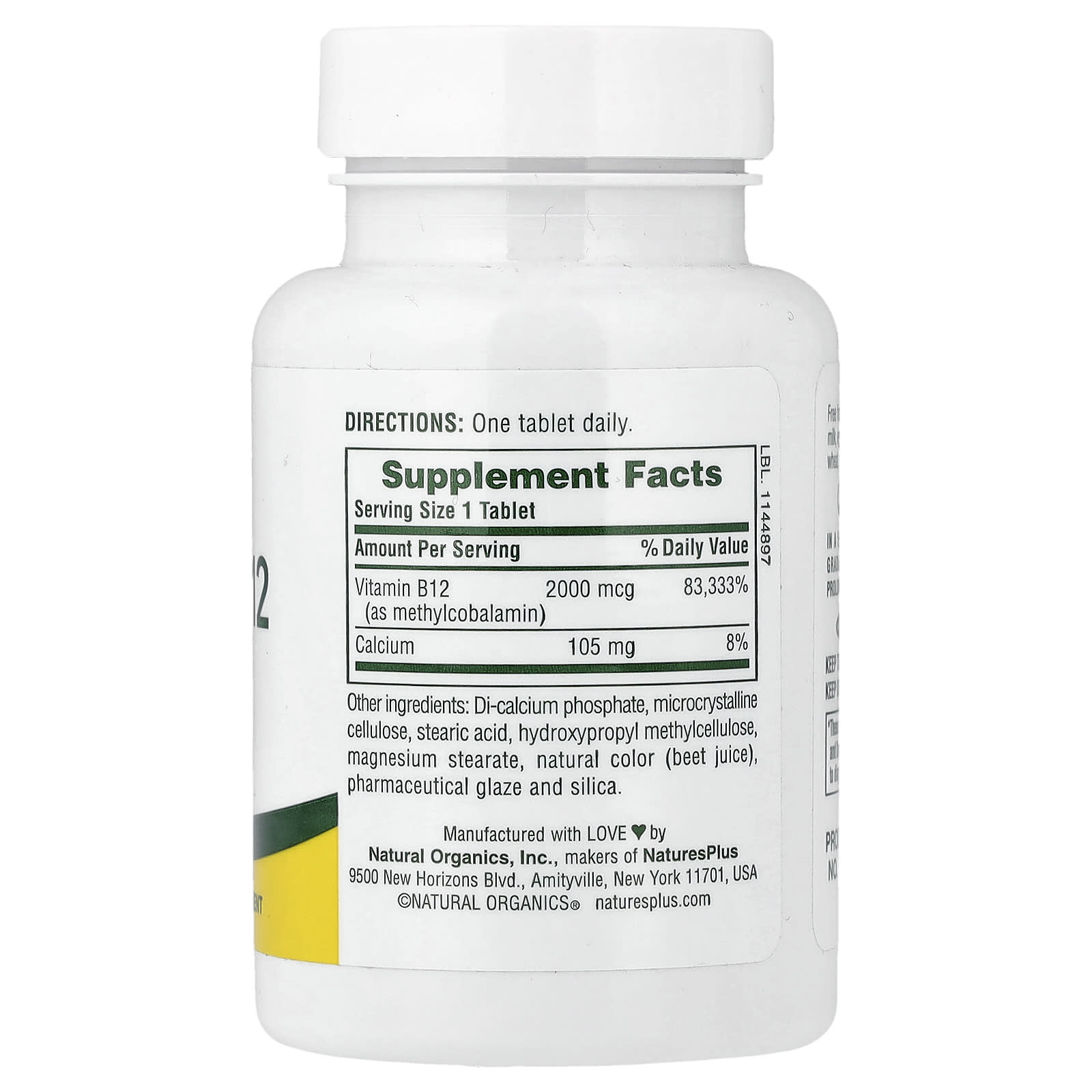 NaturesPlus Vitamin B12, Sustained Release – 60 comprimés — photo 2 sur 2