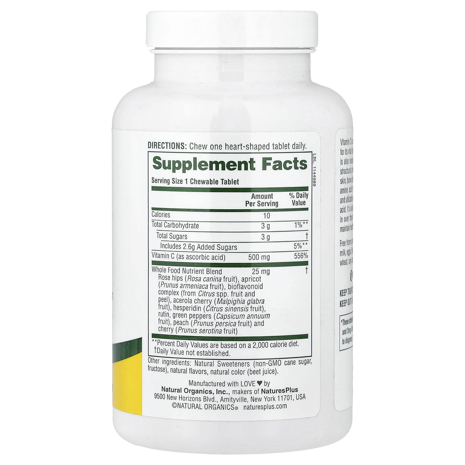 NaturesPlus Chewable Lovites, Vitamin C – Natural Fruit – 90 comprimés — photo 2 sur 2