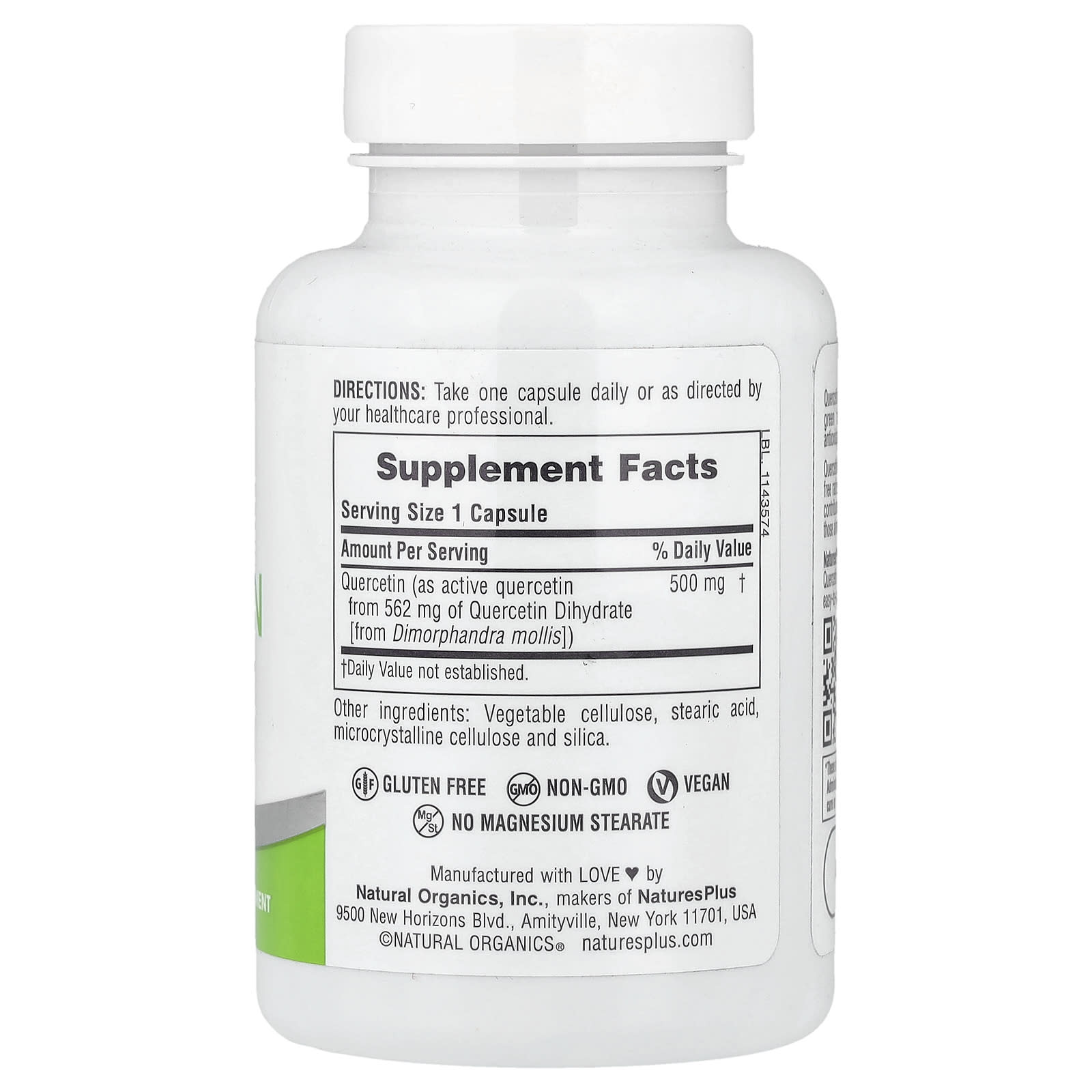 NaturesPlus Pro Quercetin 500 – 60 gélules — photo 2 sur 2