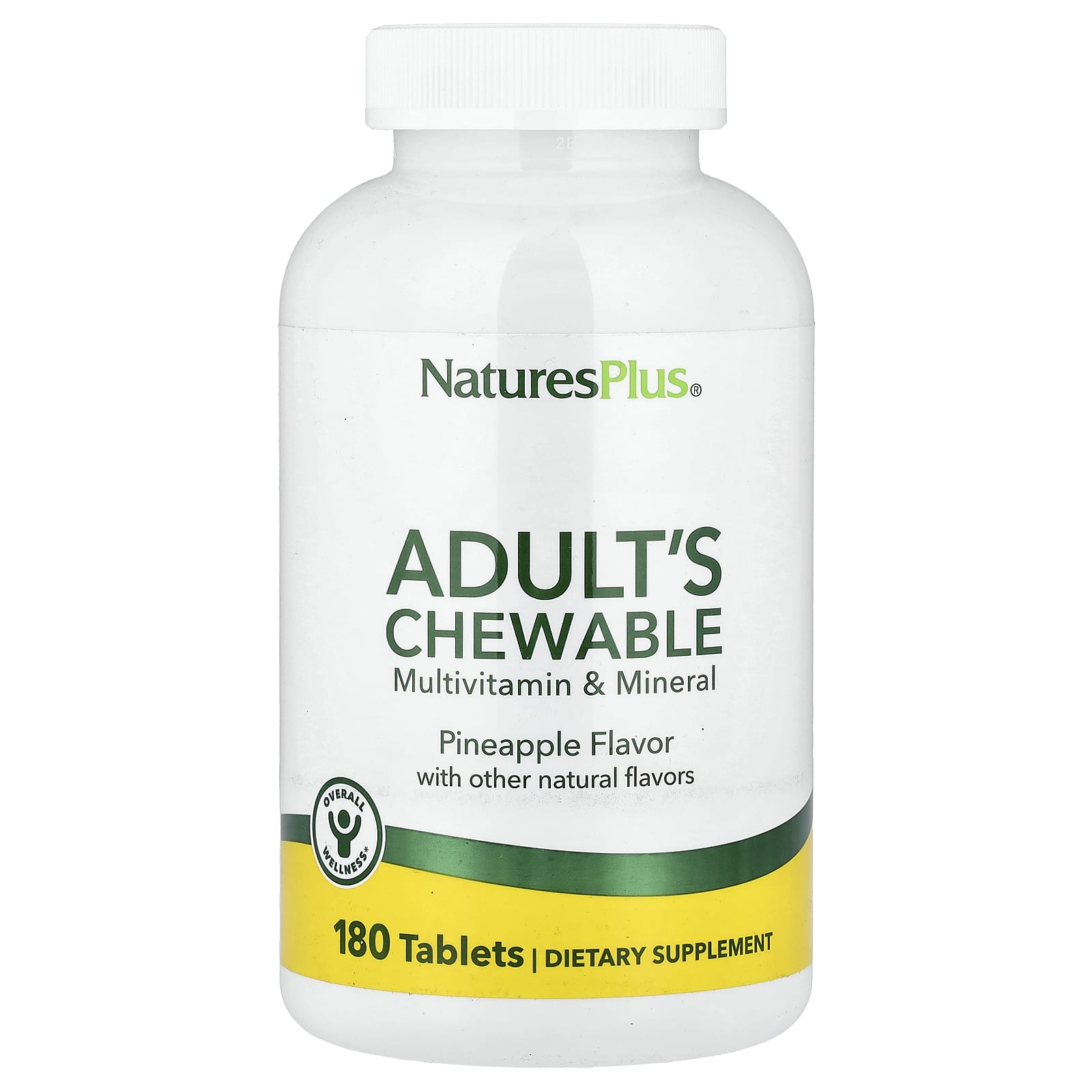 NaturesPlus Adult's Chewable Multivitamin & Mineral – Pineapple – 180 comprimés — Tunisie