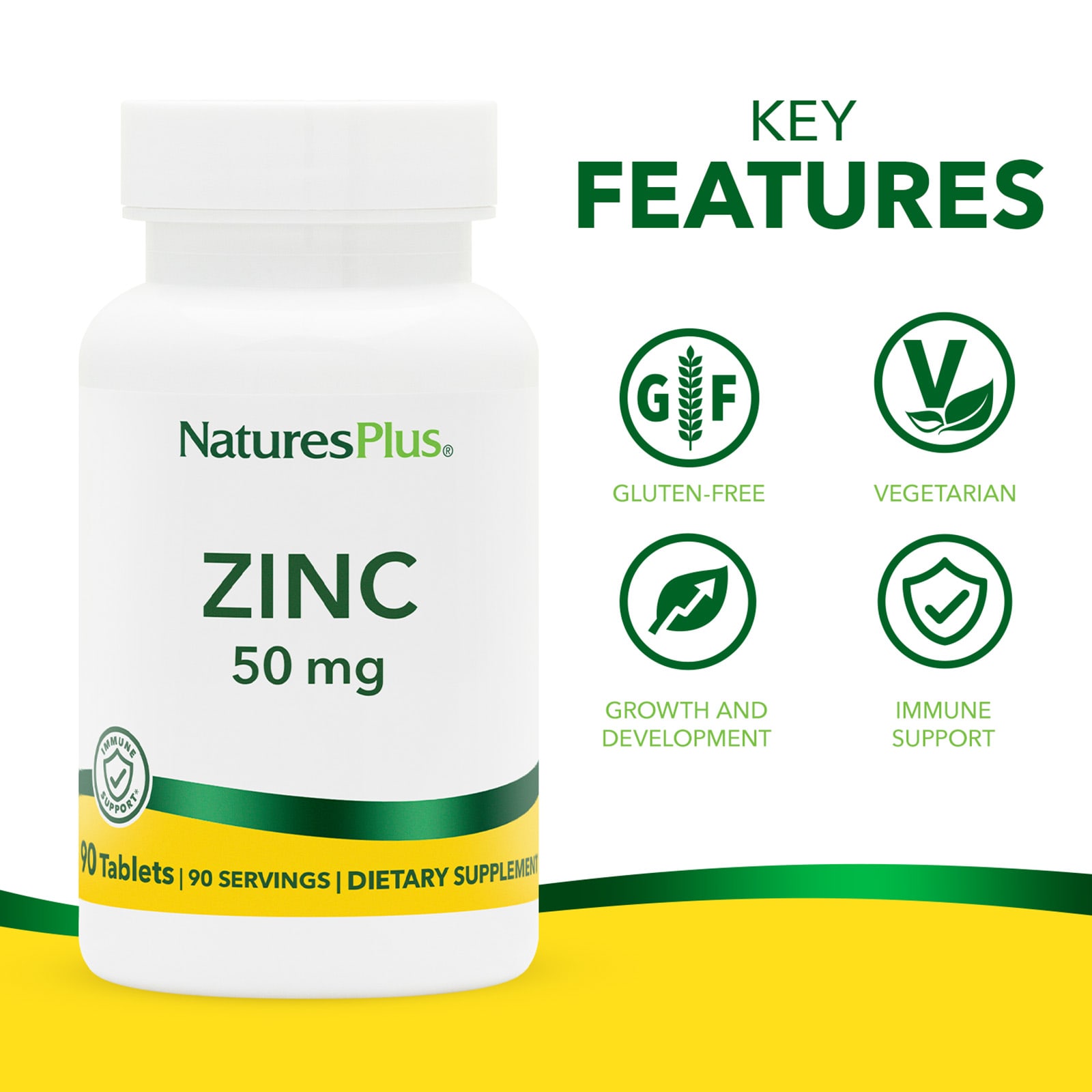 NaturesPlus Zinc – 50 mg – 90 comprimés — étiquette 1
