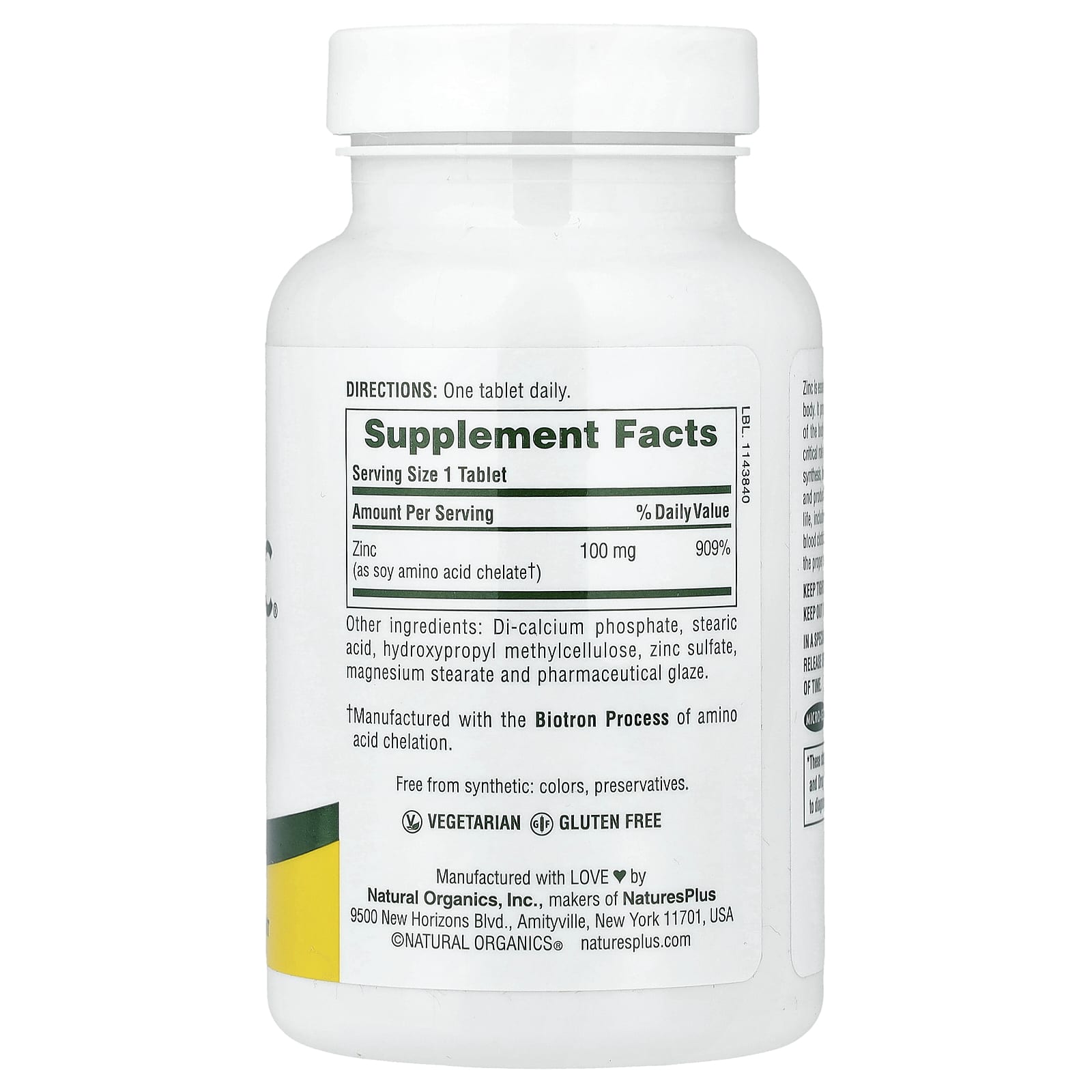 NaturesPlus Mega Zinc, Sustained Release – 90 comprimés — photo 2 sur 2