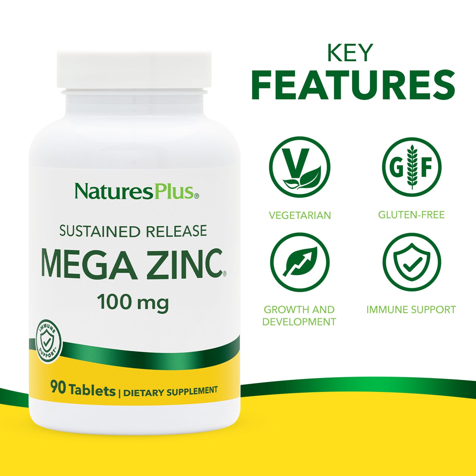 NaturesPlus Mega Zinc, Sustained Release – 90 comprimés — étiquette 1