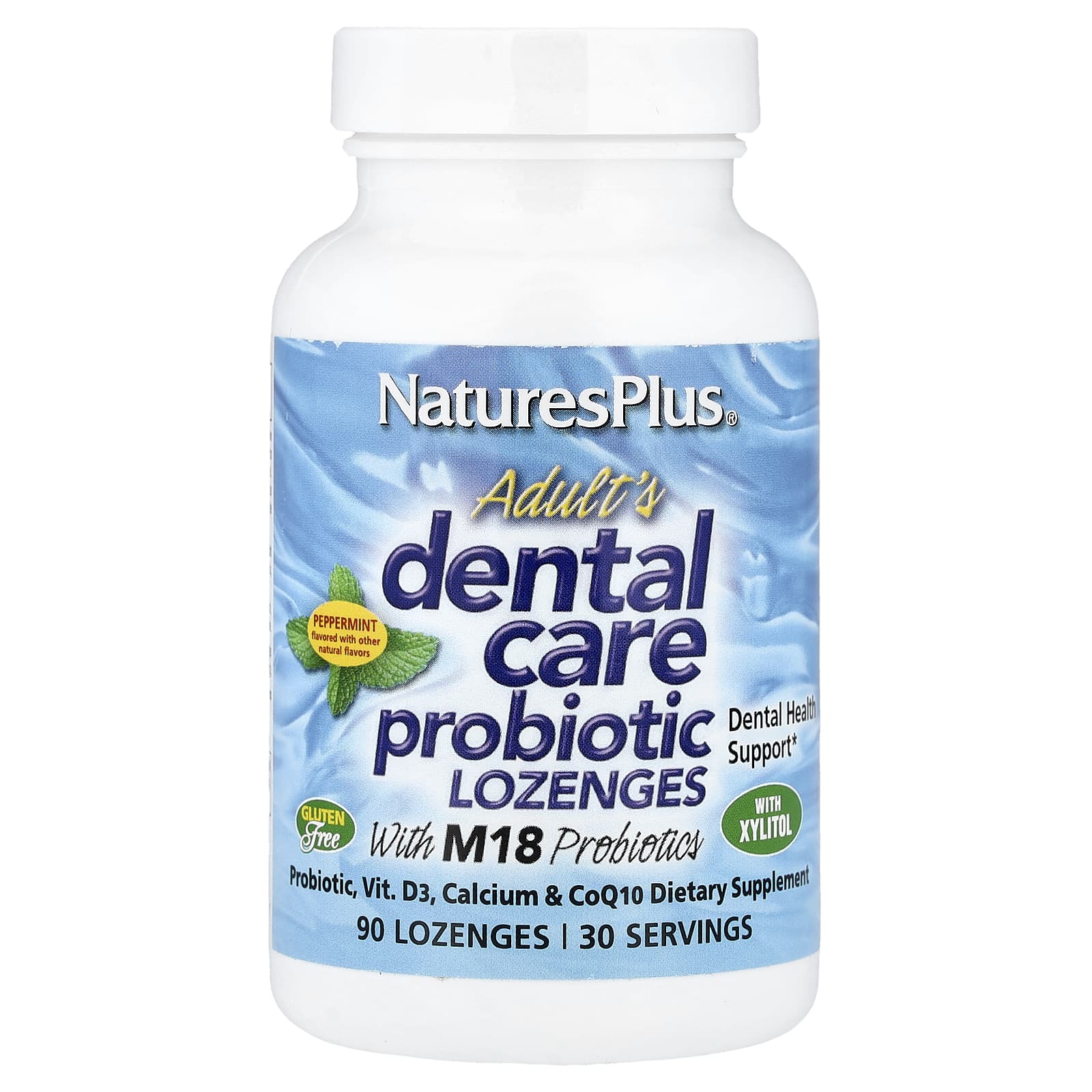 NaturesPlus Adult's Dental Care Probiotic Lozenges With Xylitol – Peppermint – 90 pastilles — Tunisie