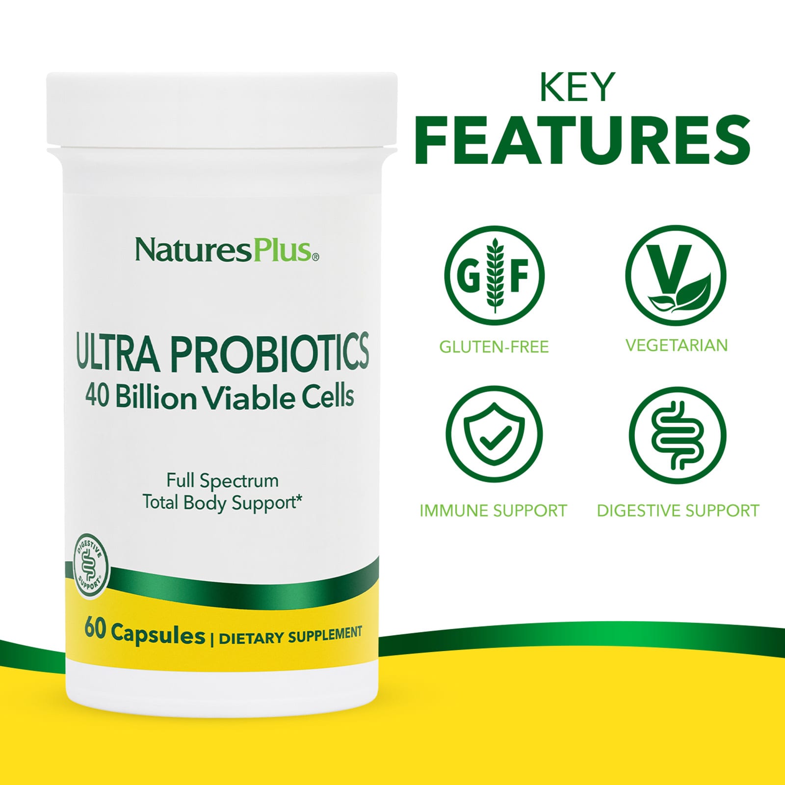 NaturesPlus Ultra Probiotics – 60 gélules — étiquette 1