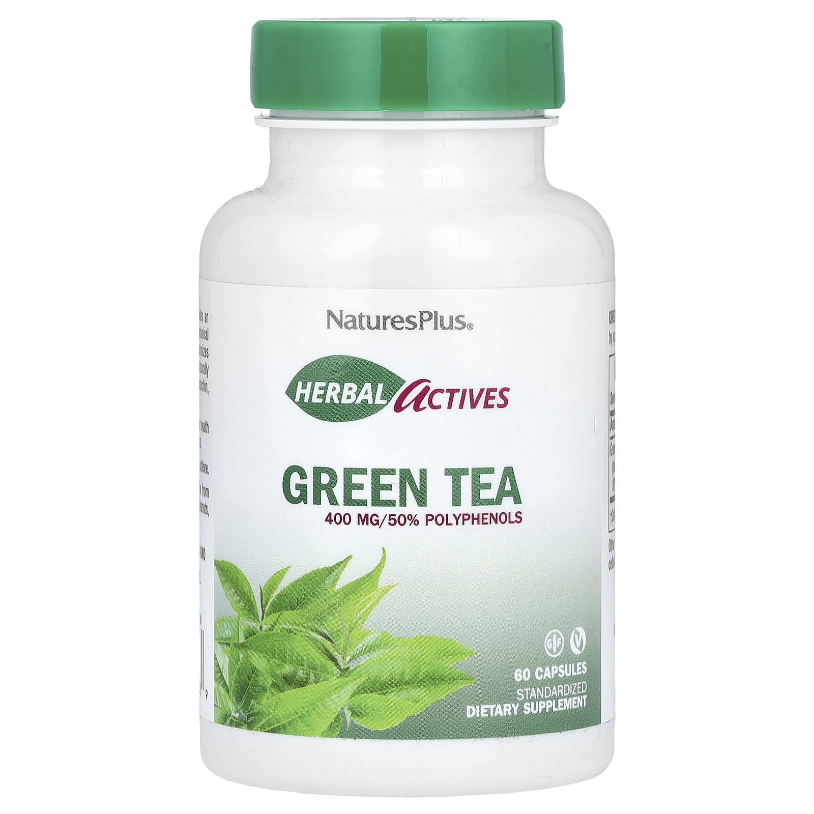 NaturesPlus Herbal Actives, Green Tea – 60 gélules — Tunisie