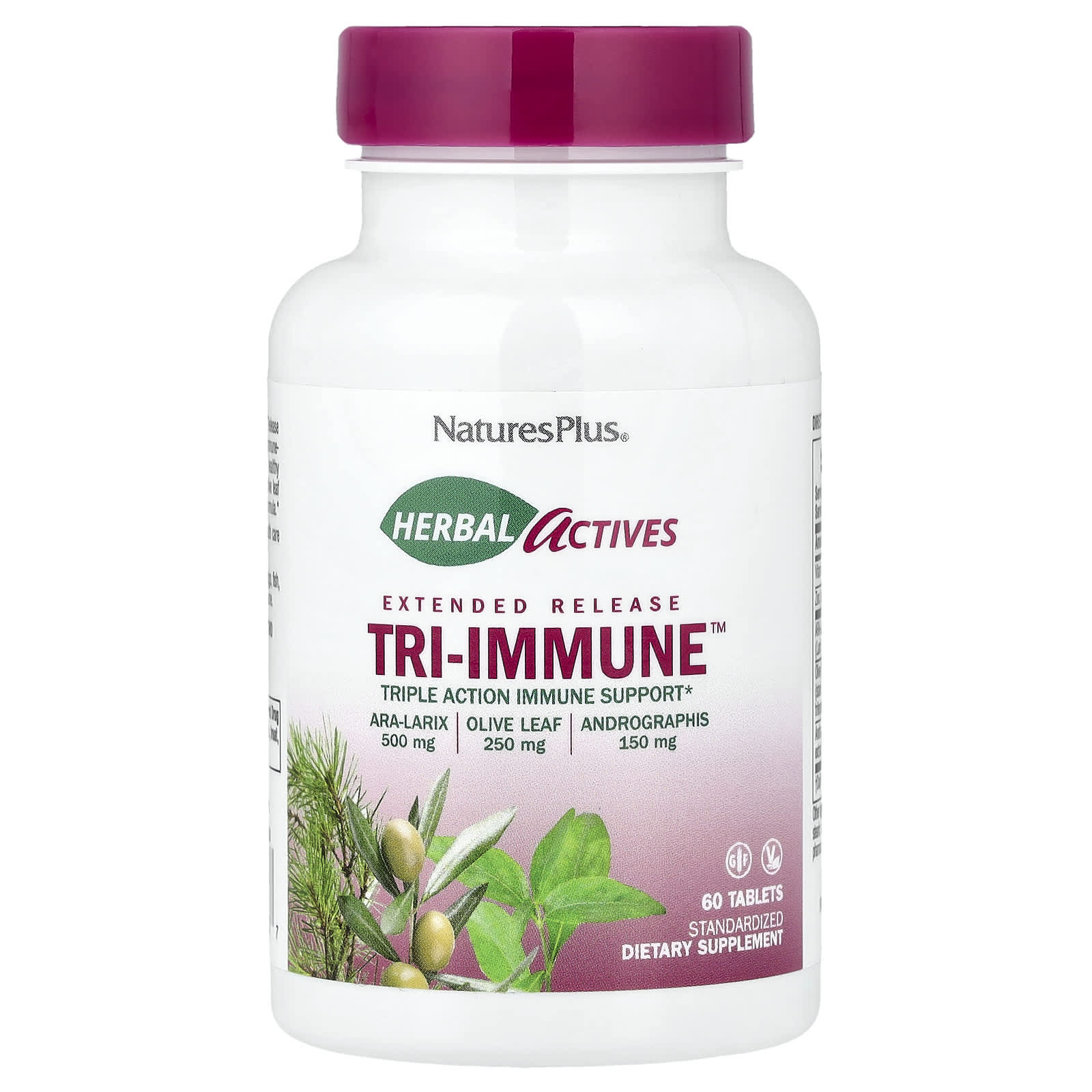 NaturesPlus Herbal Actives, Extended Release Tri-Immune – 60 comprimés — Tunisie