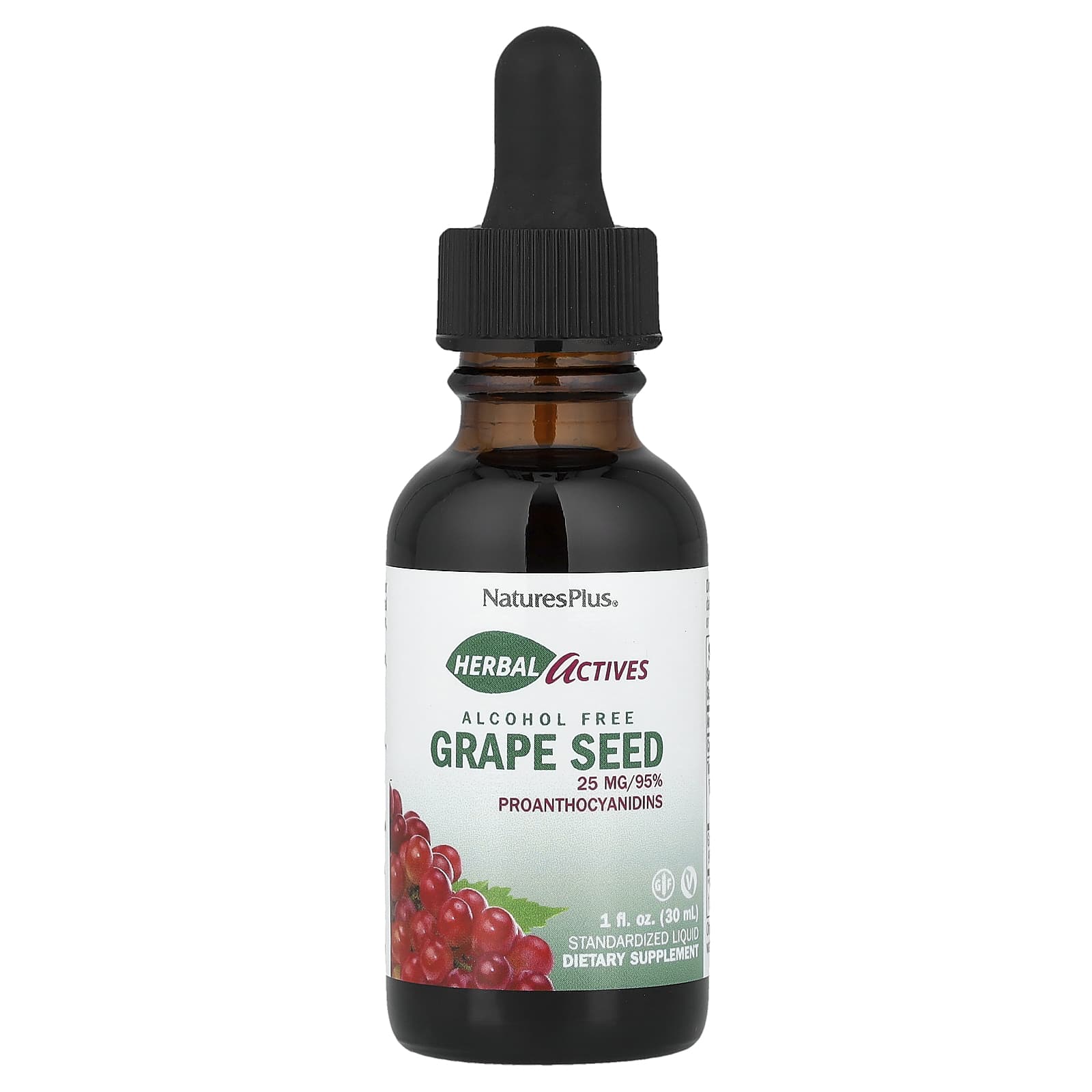 NaturesPlus Herbal Actives, Alcohol Free – Grape Seed – 30 ml — Tunisie