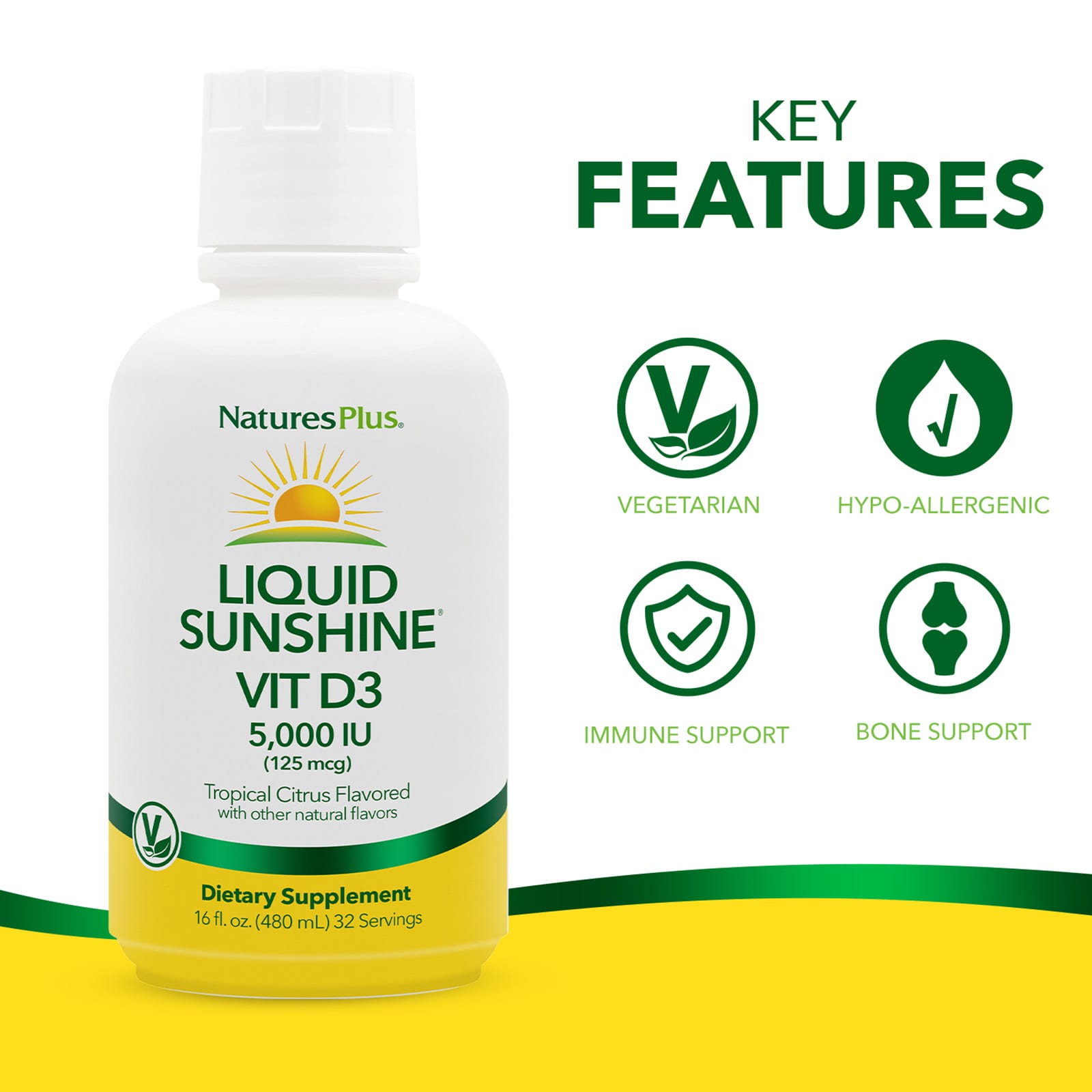 NaturesPlus Liquid Sunshine – Tropical Citrus – 473,18 ml — étiquette 1