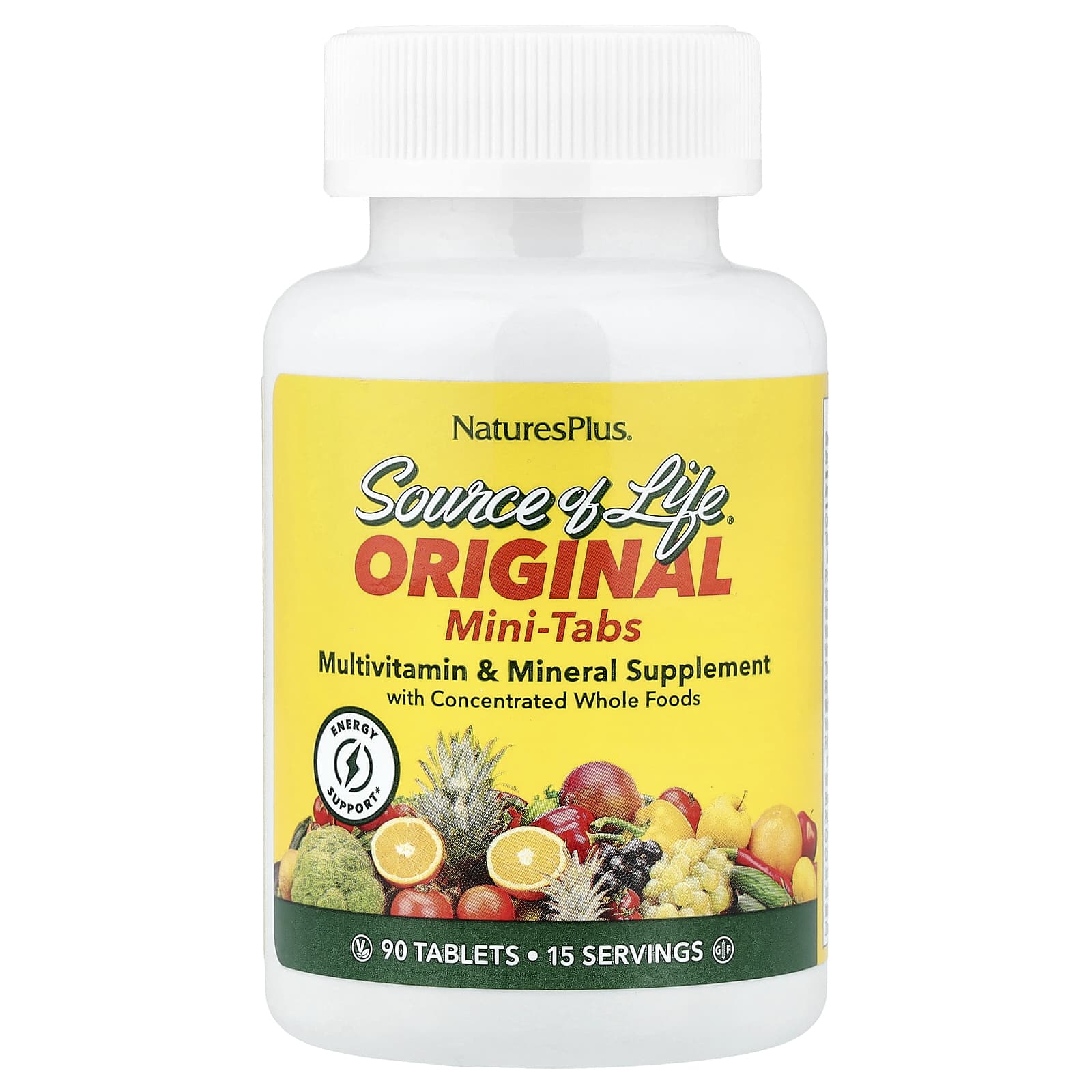 NaturesPlus Source of Life, Original Mini-Tabs, Multivitamin & Mineral Supplement – 90 comprimés — Tunisie