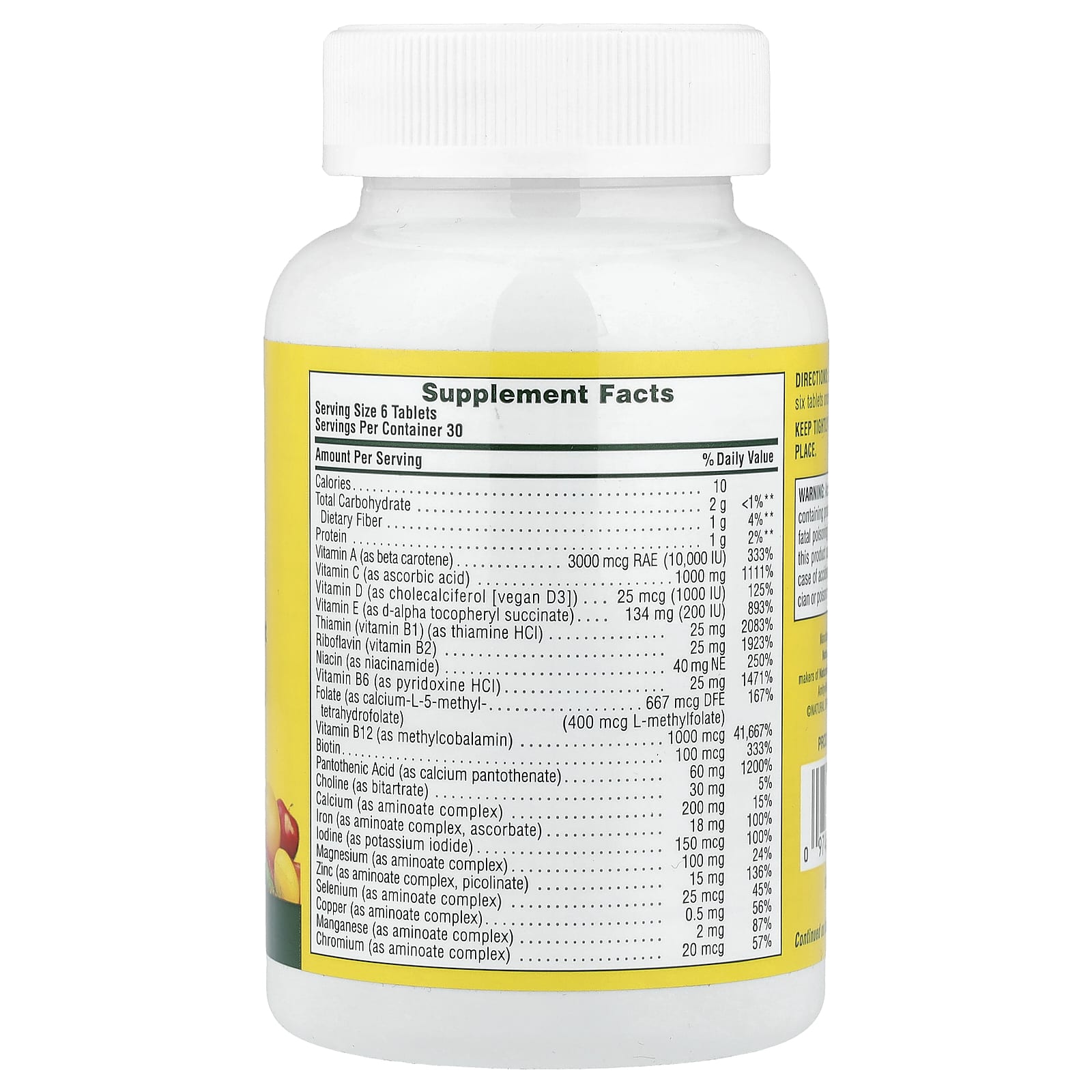 NaturesPlus Source of Life, Original Mini-Tabs, Multivitamin & Mineral Supplement with Concentrated Whole Foods – 180 comprimés — photo 2 sur 2