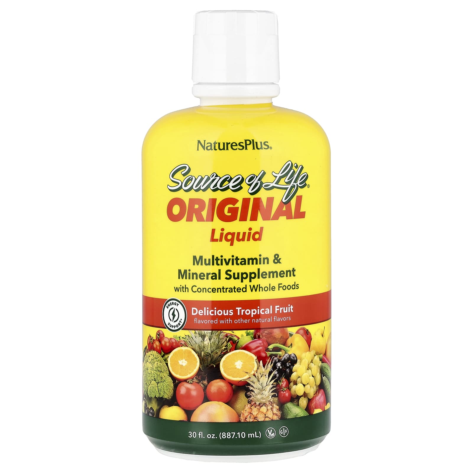 NaturesPlus Source of Life, Liquid Multivitamin & Mineral Supplement – Tropical Fruit – 887,1 ml — Tunisie
