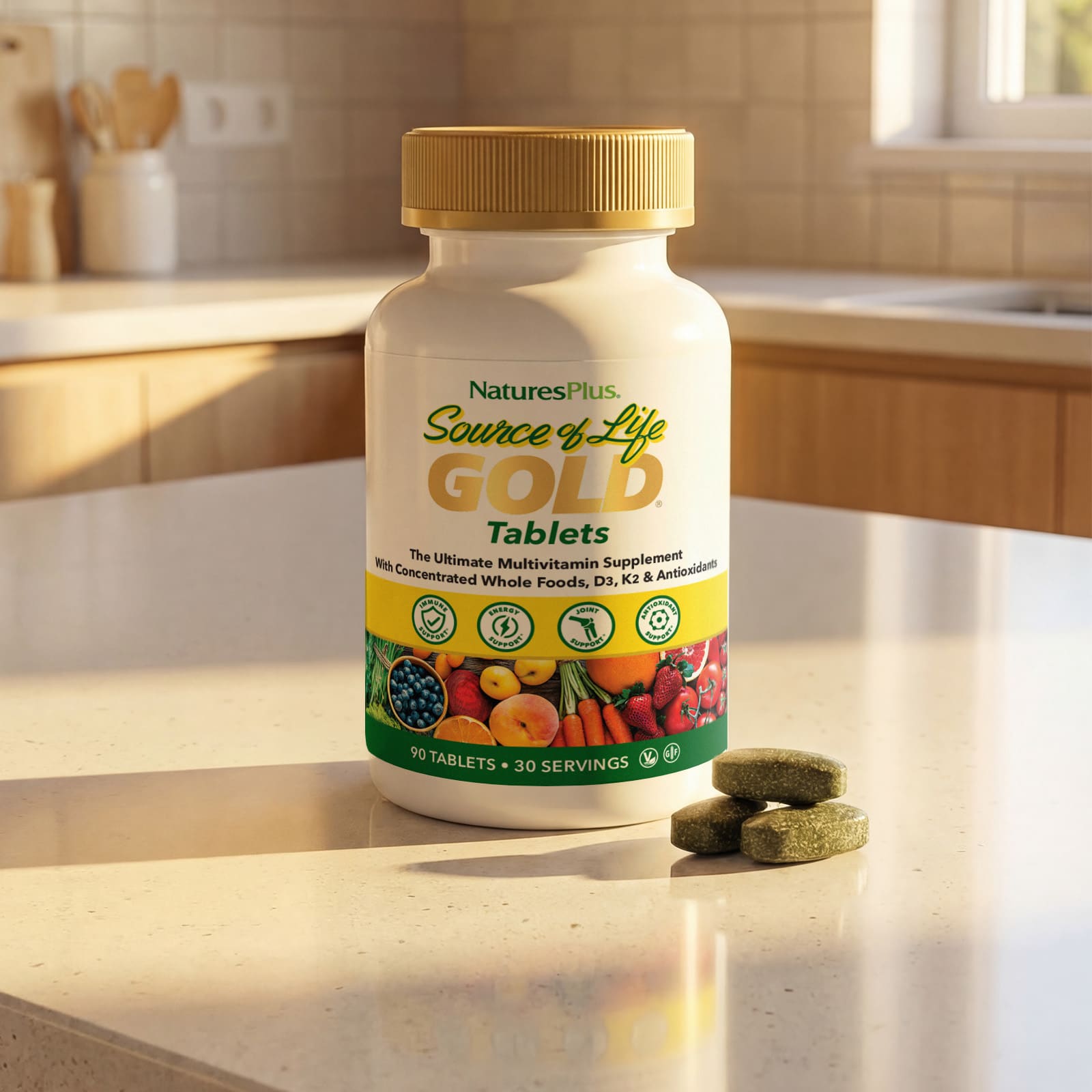 NaturesPlus Source of Life, Gold, The Ultimate Multivitamin Supplement – 90 comprimés — étiquette 4