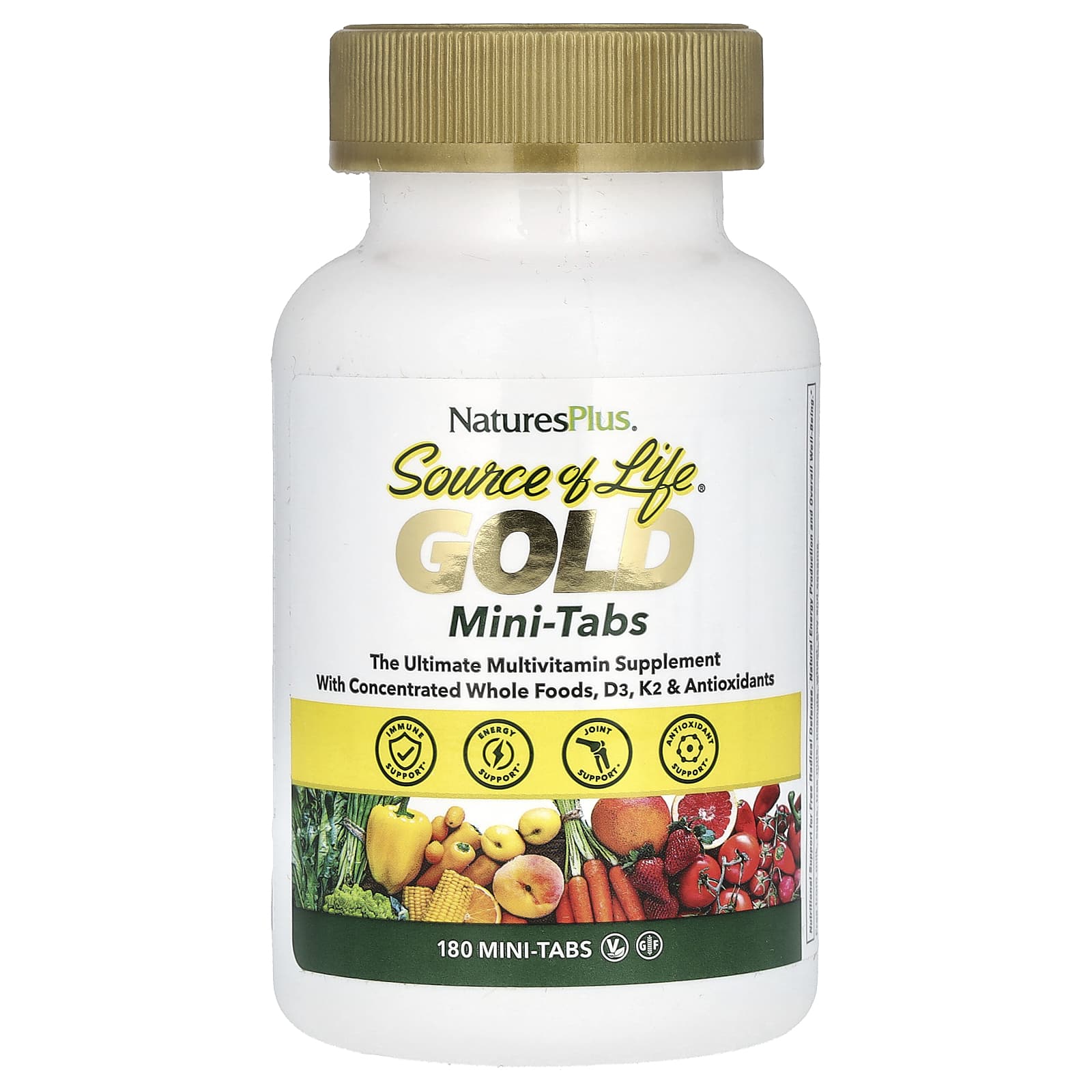 NaturesPlus Source of Life, Gold, The Ultimate Multivitamin Supplement, 180 Mini-Tabs — Tunisie