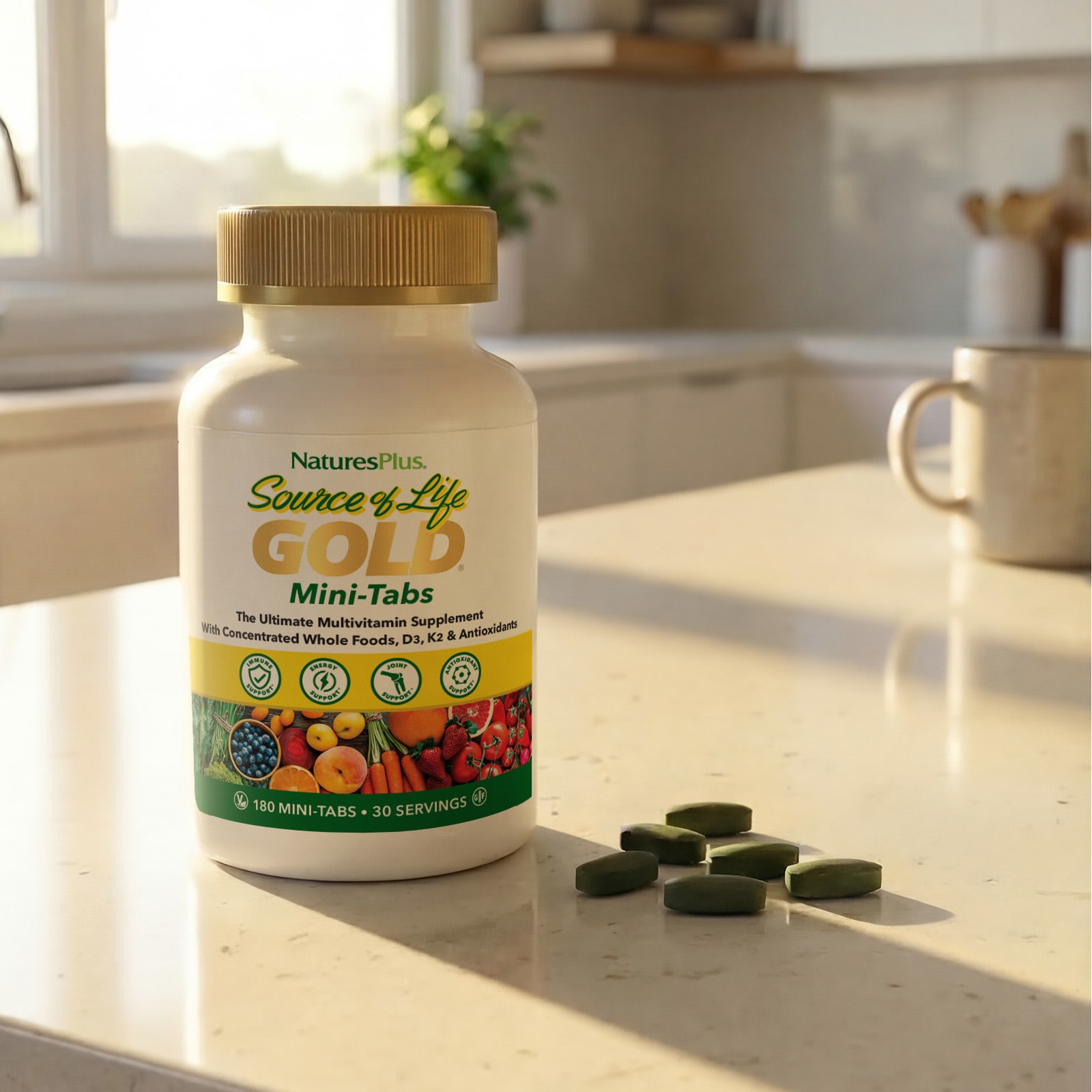 NaturesPlus Source of Life, Gold, The Ultimate Multivitamin Supplement, 180 Mini-Tabs — étiquette 4