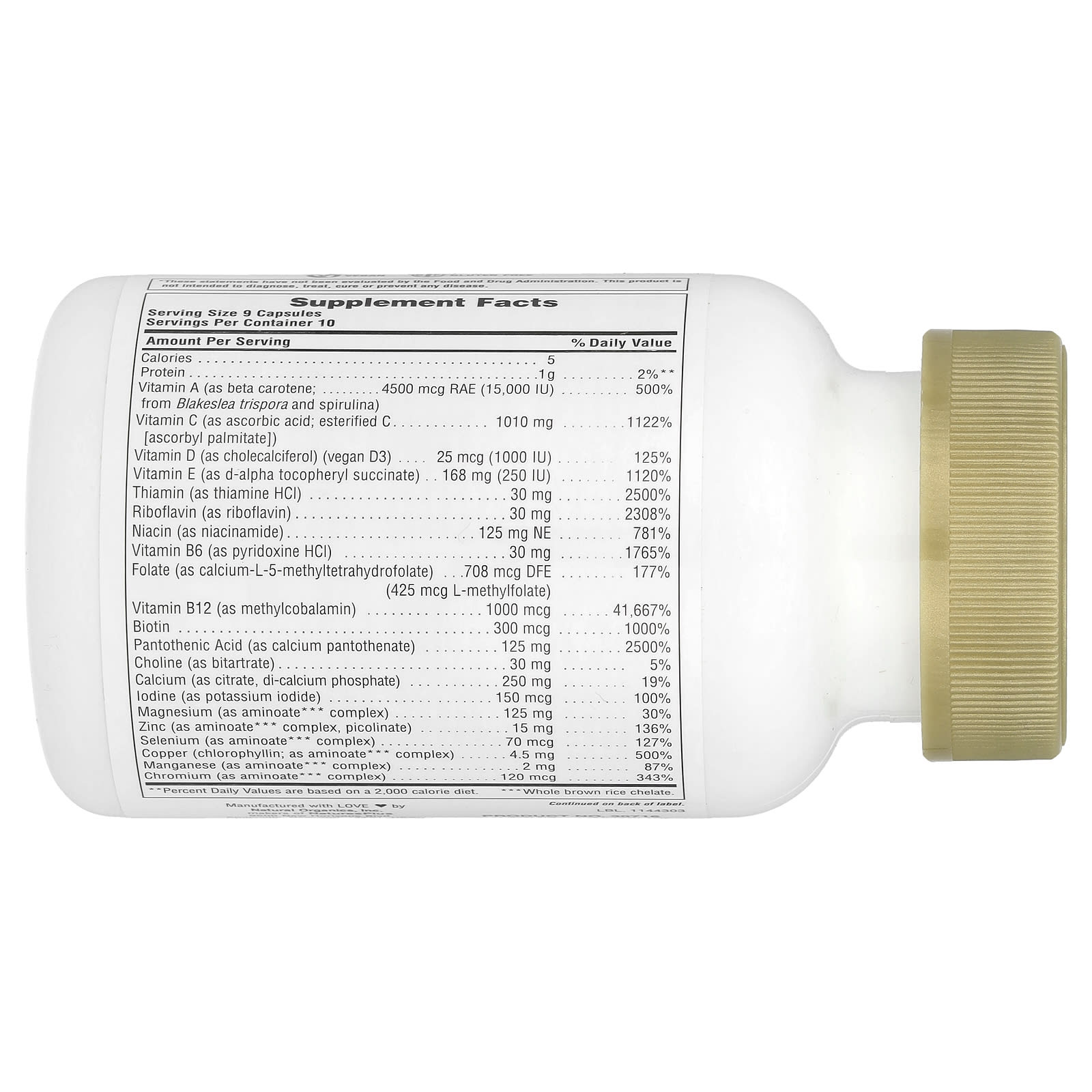 NaturesPlus Source of Life, Gold, The Ultimate Multivitamin Supplement – 90 gélules — photo 2 sur 2