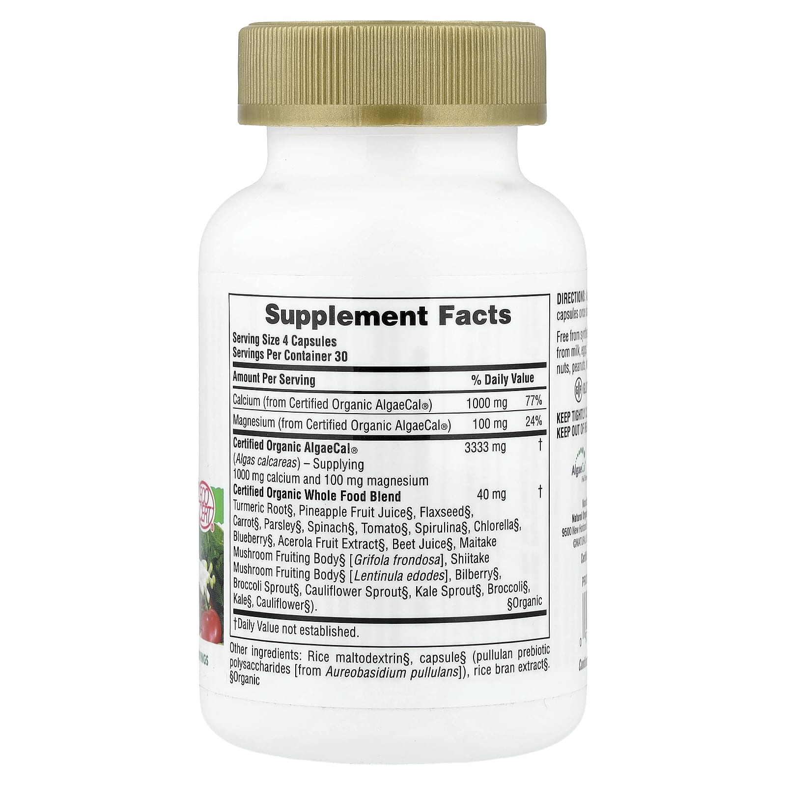 NaturesPlus Source of Life, Garden, Calcium – 120 gélules véganes — photo 2 sur 2