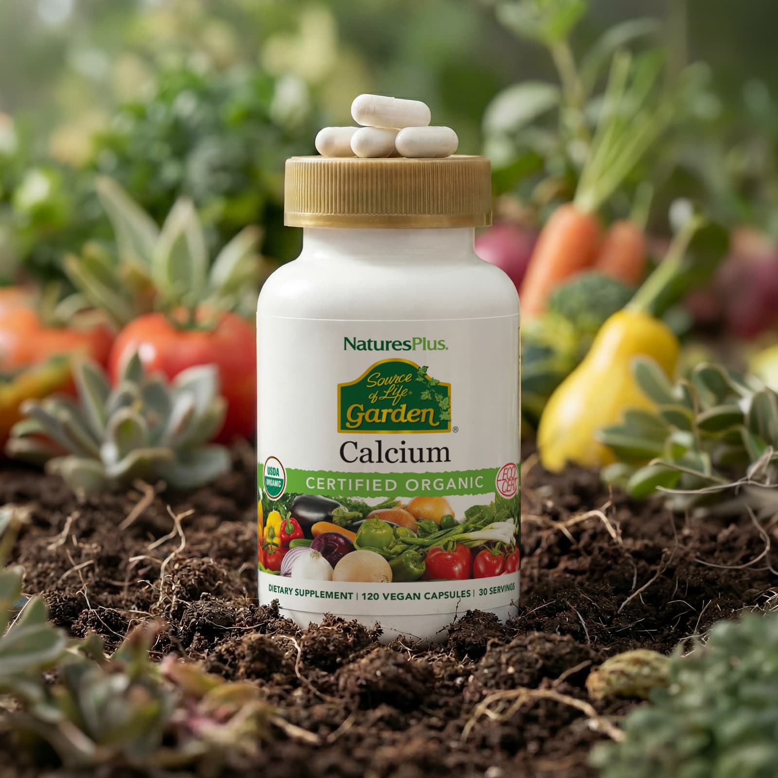 NaturesPlus Source of Life, Garden, Calcium – 120 gélules véganes — étiquette 3