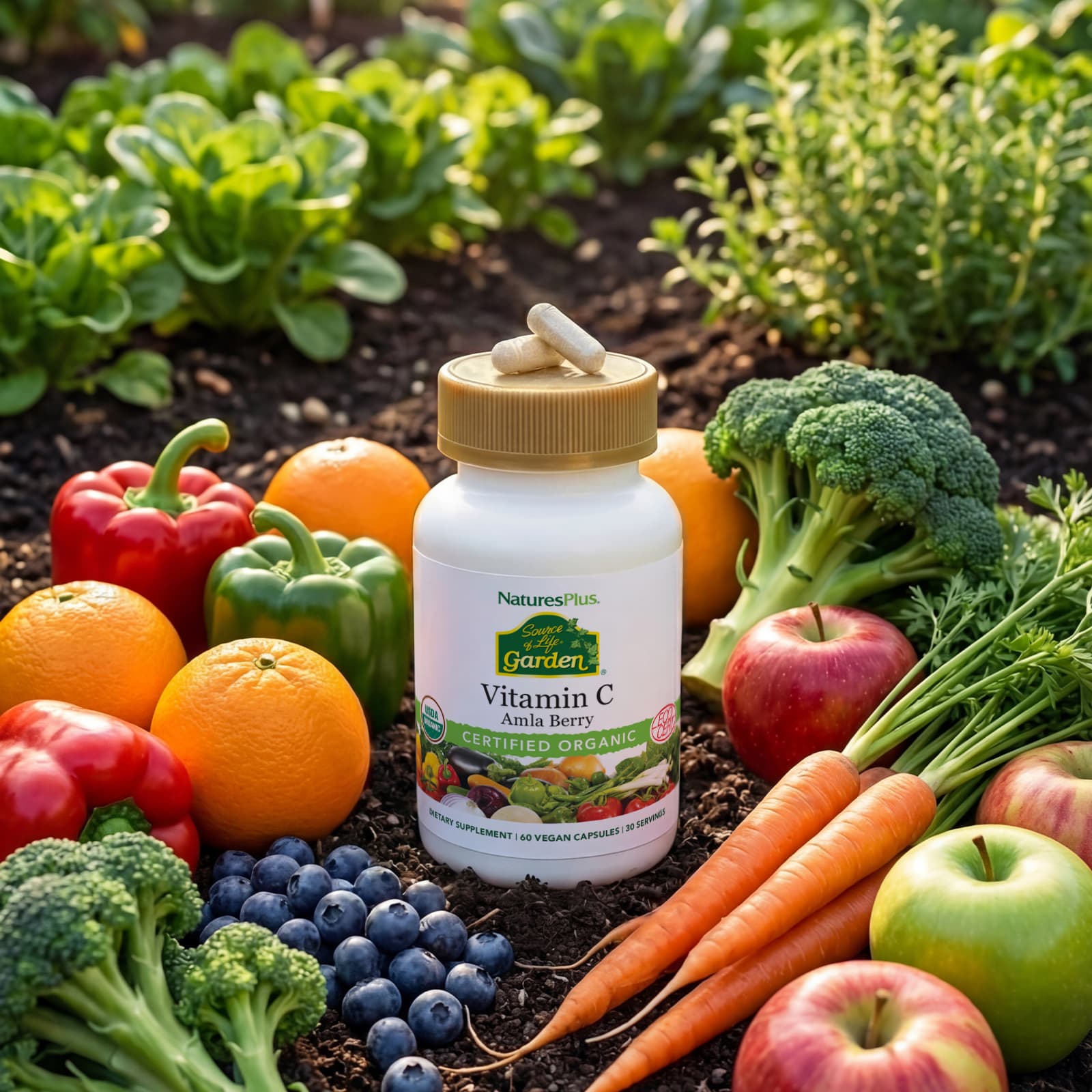 NaturesPlus Source of Life Garden, Organic Vitamin C – Amla Berry – 60 gélules véganes — étiquette 4