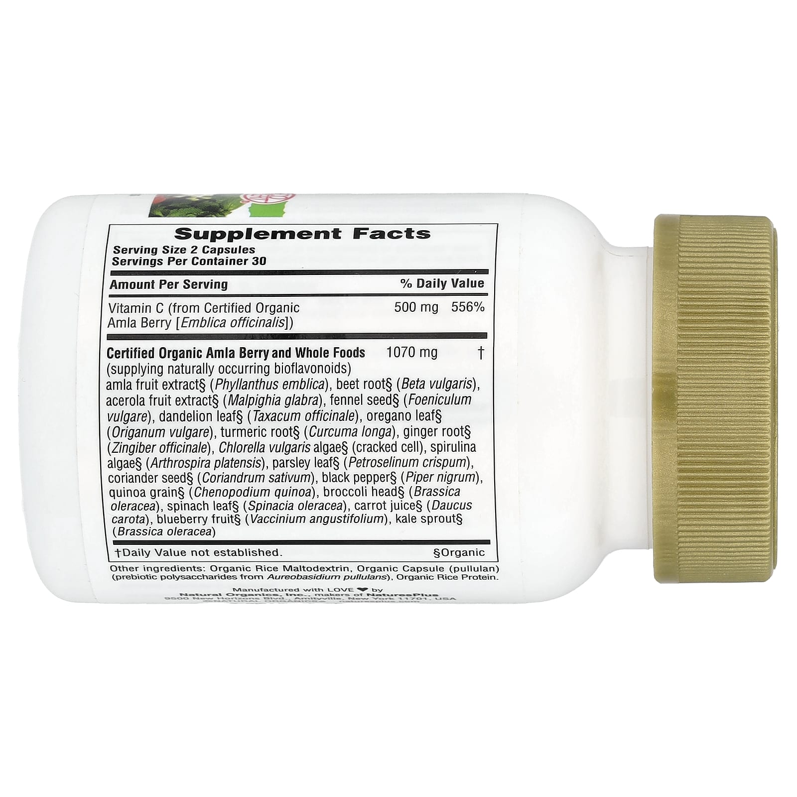 NaturesPlus Source of Life Garden, Organic Vitamin C – Amla Berry – 60 gélules véganes — photo 2 sur 2