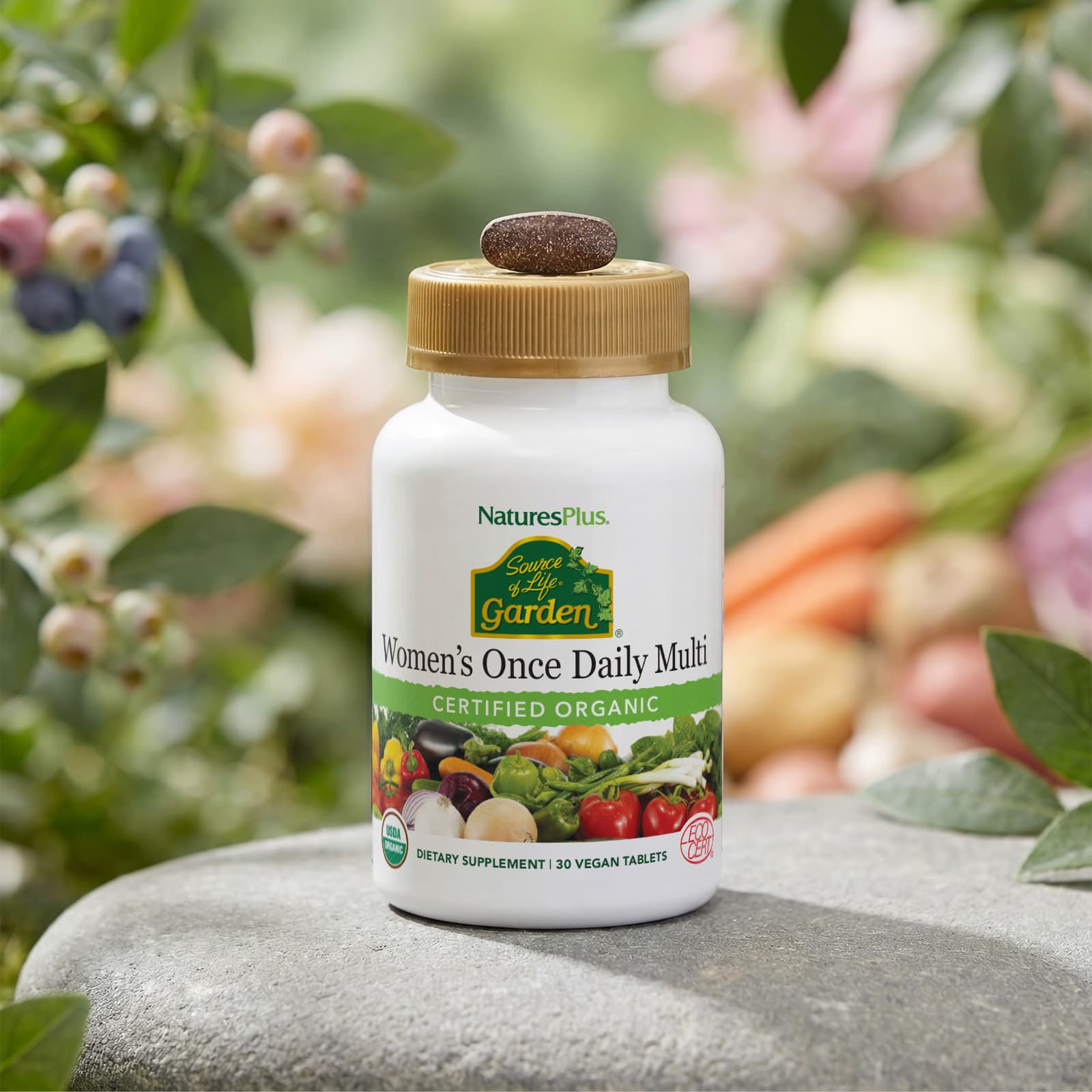 NaturesPlus Source of Life Garden, Organic Women's Once Daily Multi, 30 Vegan Tablets — étiquette 4