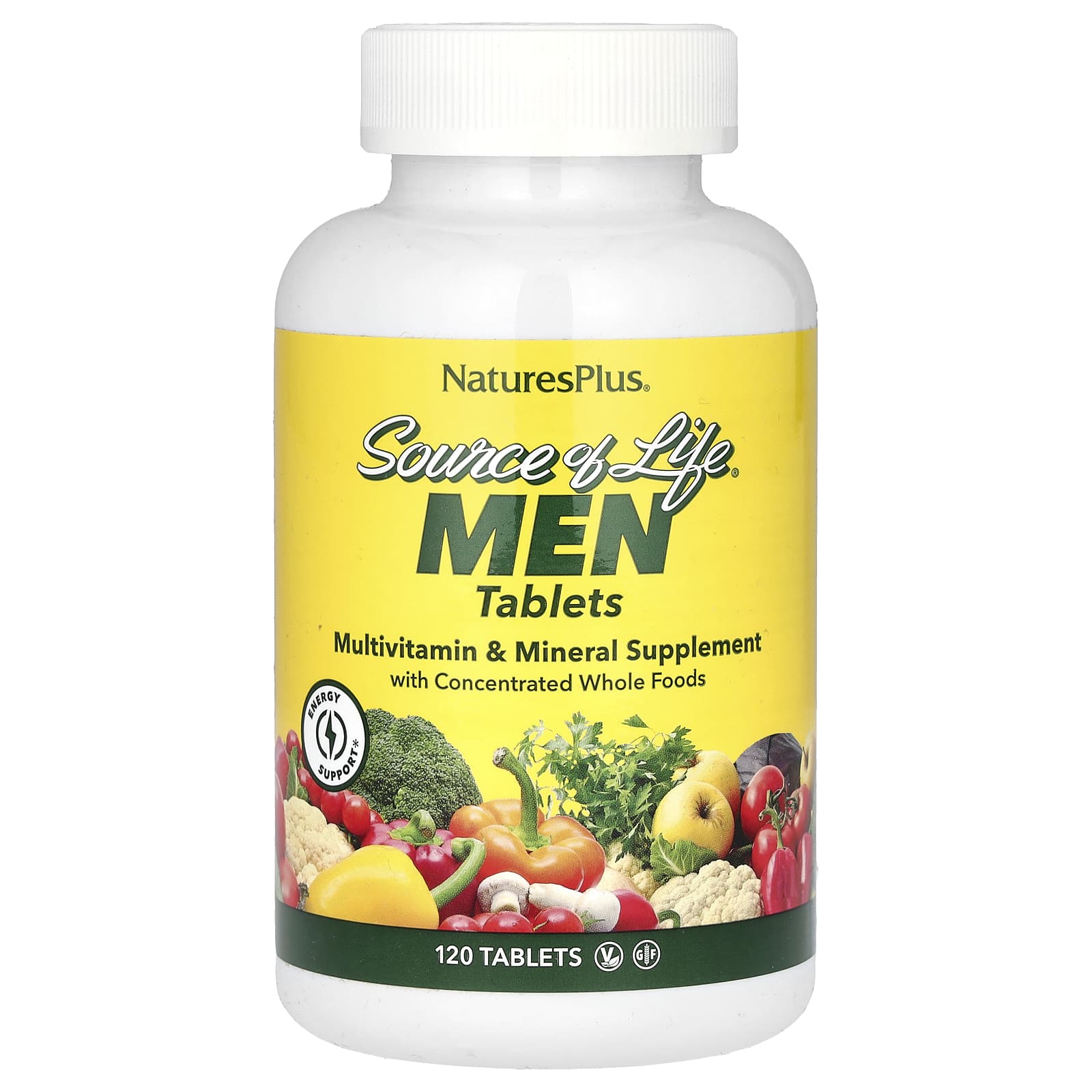 NaturesPlus Source of Life Men, Multivitamin & Mineral Supplement with Concentrated Whole Foods, Iron-Free – 120 comprimés — Tunisie