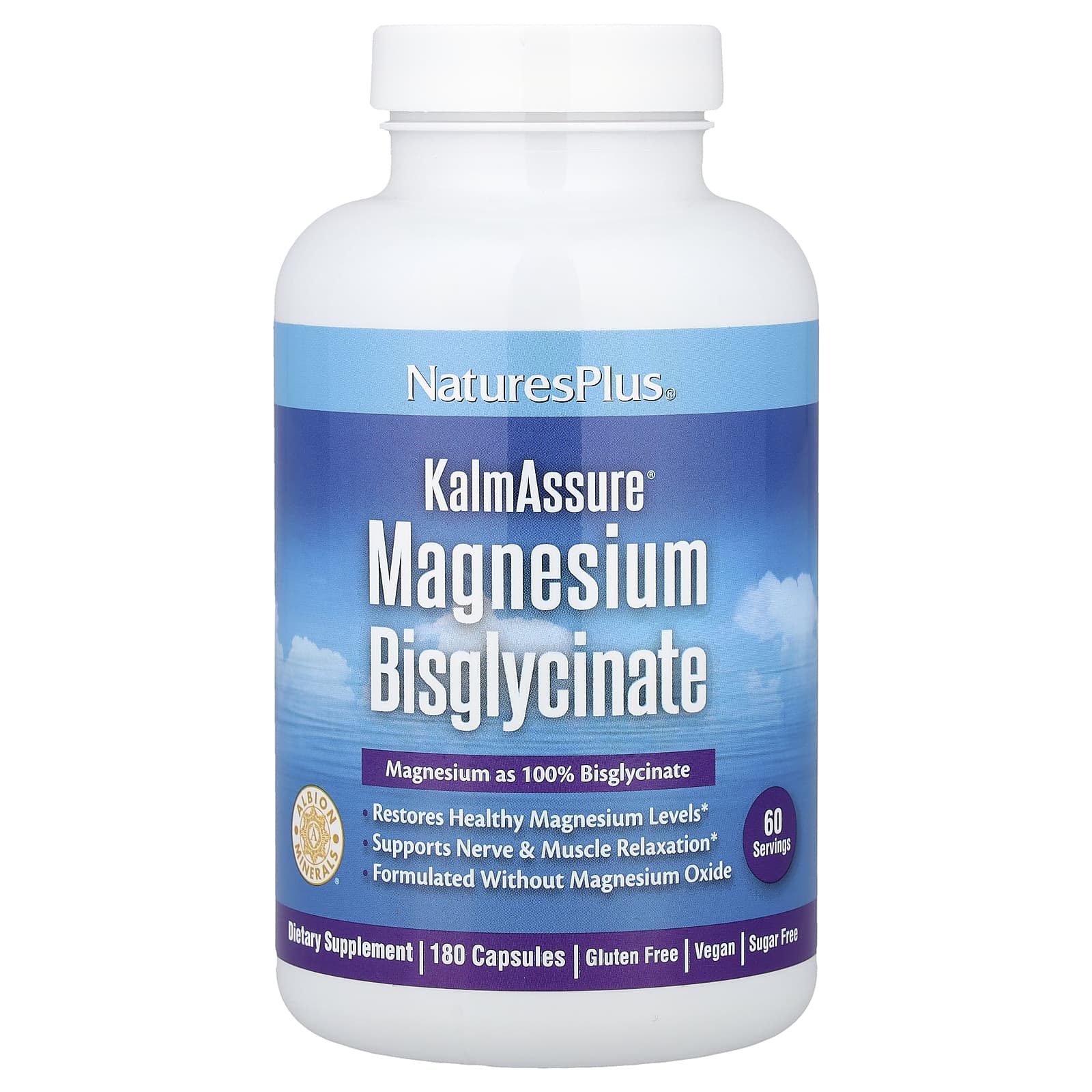 NaturesPlus KalmAssure Magnesium Bisglycinate – 180 gélules — Tunisie