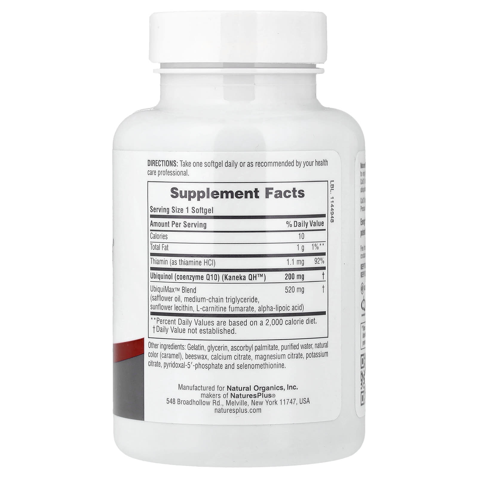 NaturesPlus Beyond CoQ10 Ubiquinol – 200 mg – 30 capsules molles — photo 2 sur 2