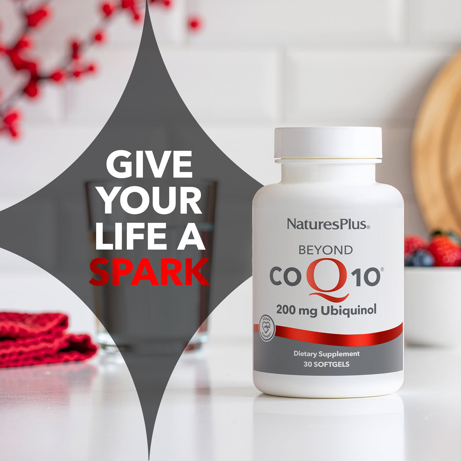 NaturesPlus Beyond CoQ10 Ubiquinol – 200 mg – 30 capsules molles — étiquette 3