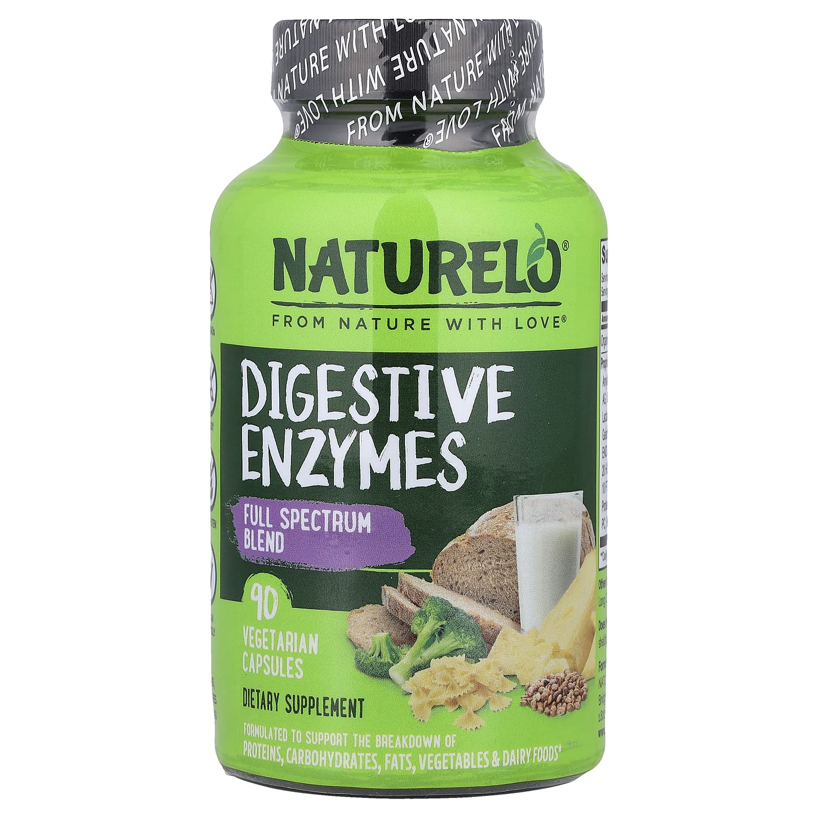 NATURELO Digestive Enzymes, Full Spectrum Blend – 90 gélules végétales — Tunisie