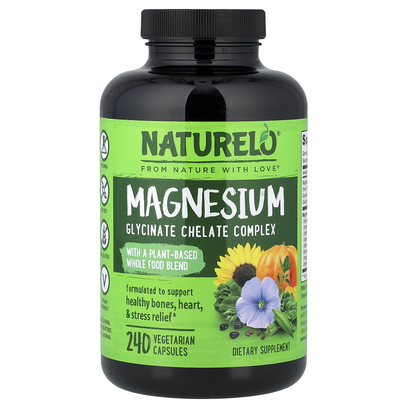 NATURELO Magnesium Glycinate Chelate Complex – 240 gélules végétales — Tunisie