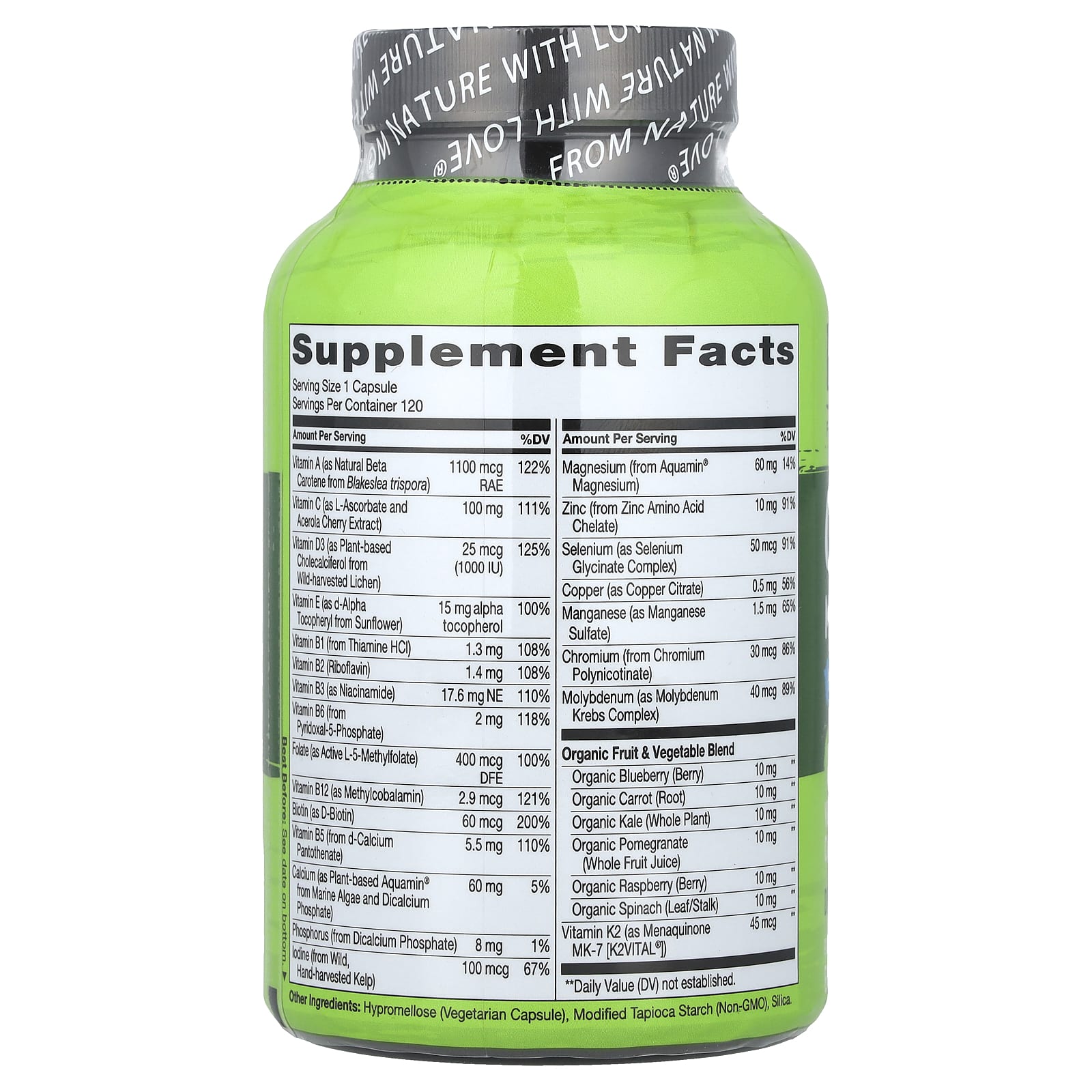 NATURELO One Daily Multivitamin For Men 50+ – 120 gélules végétales — photo 2 sur 2