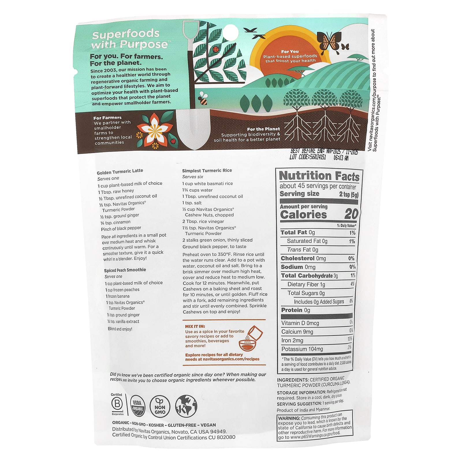 Navitas Organics Organic Turmeric Powder – 227 g — photo 2 sur 2