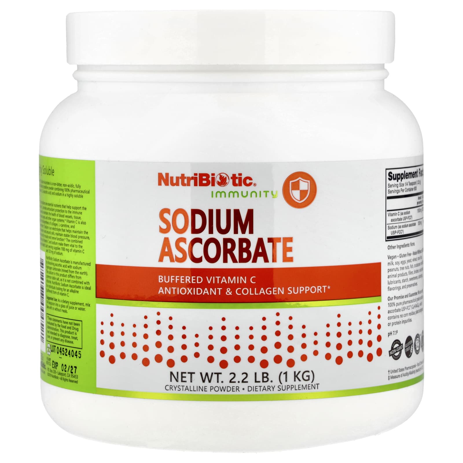 NutriBiotic Immunity, Sodium Ascorbate, Crystalline Powder – 1 kg — Tunisie