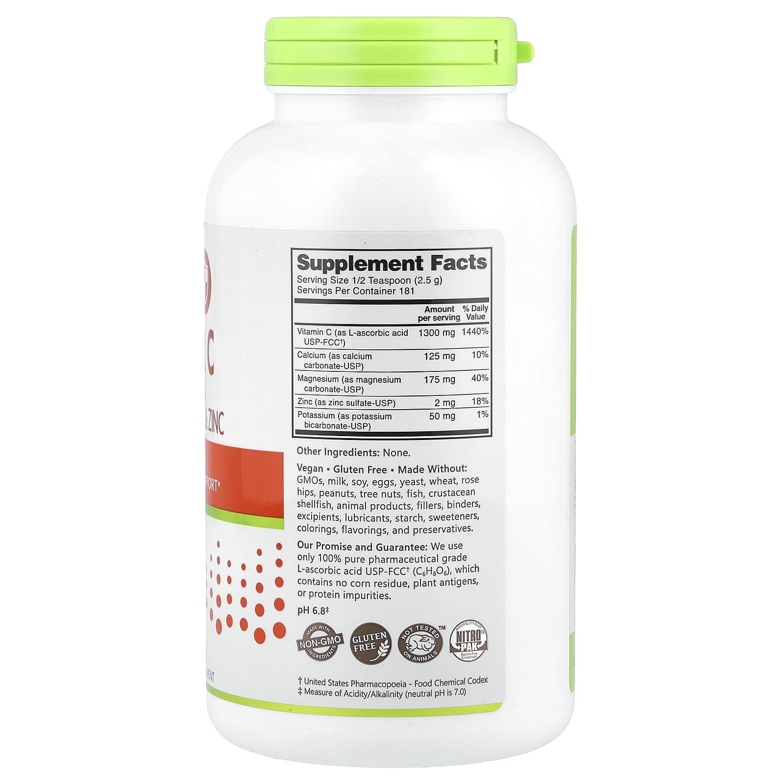 NutriBiotic Immunity, Hypo-Aller C Vitamin C with Calcium, Magnesium, Potassium & Zinc – 454 g — photo 2 sur 2