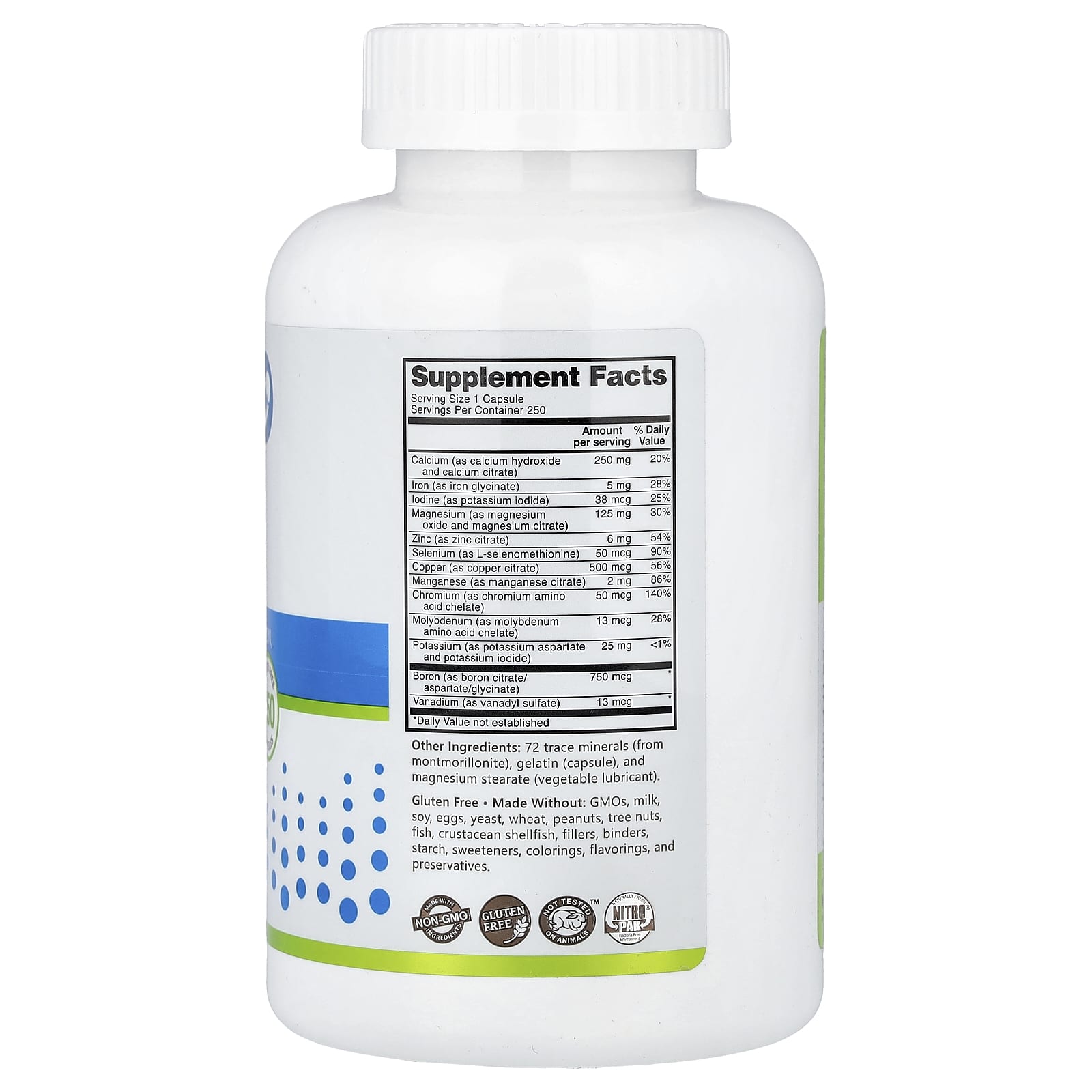 NutriBiotic Essentials, Multi Mineral, 250 Gluten Free Capsules — photo 2 sur 2
